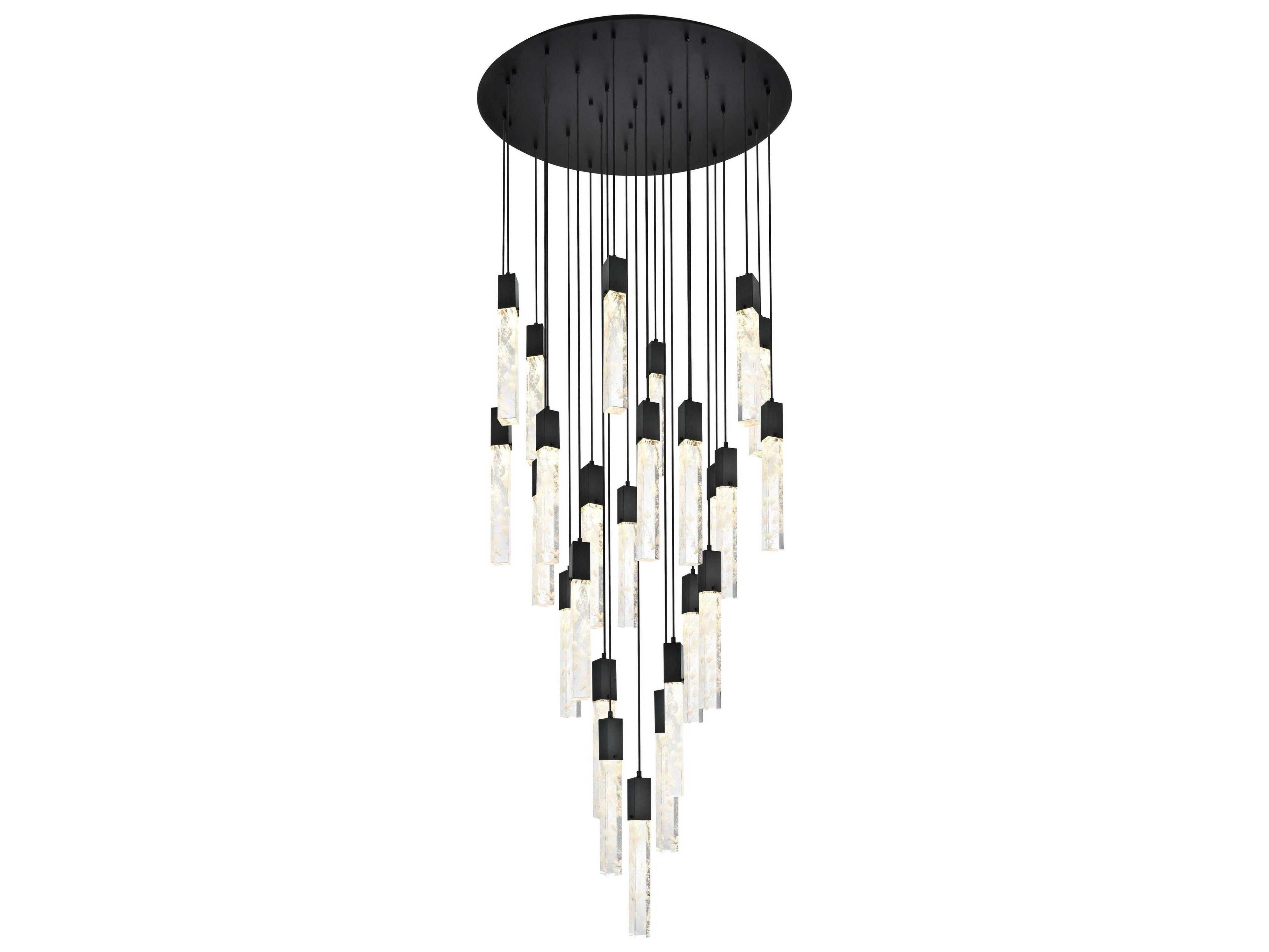 Elegant Lighting Aurora 25-Light Black Linear Pendant