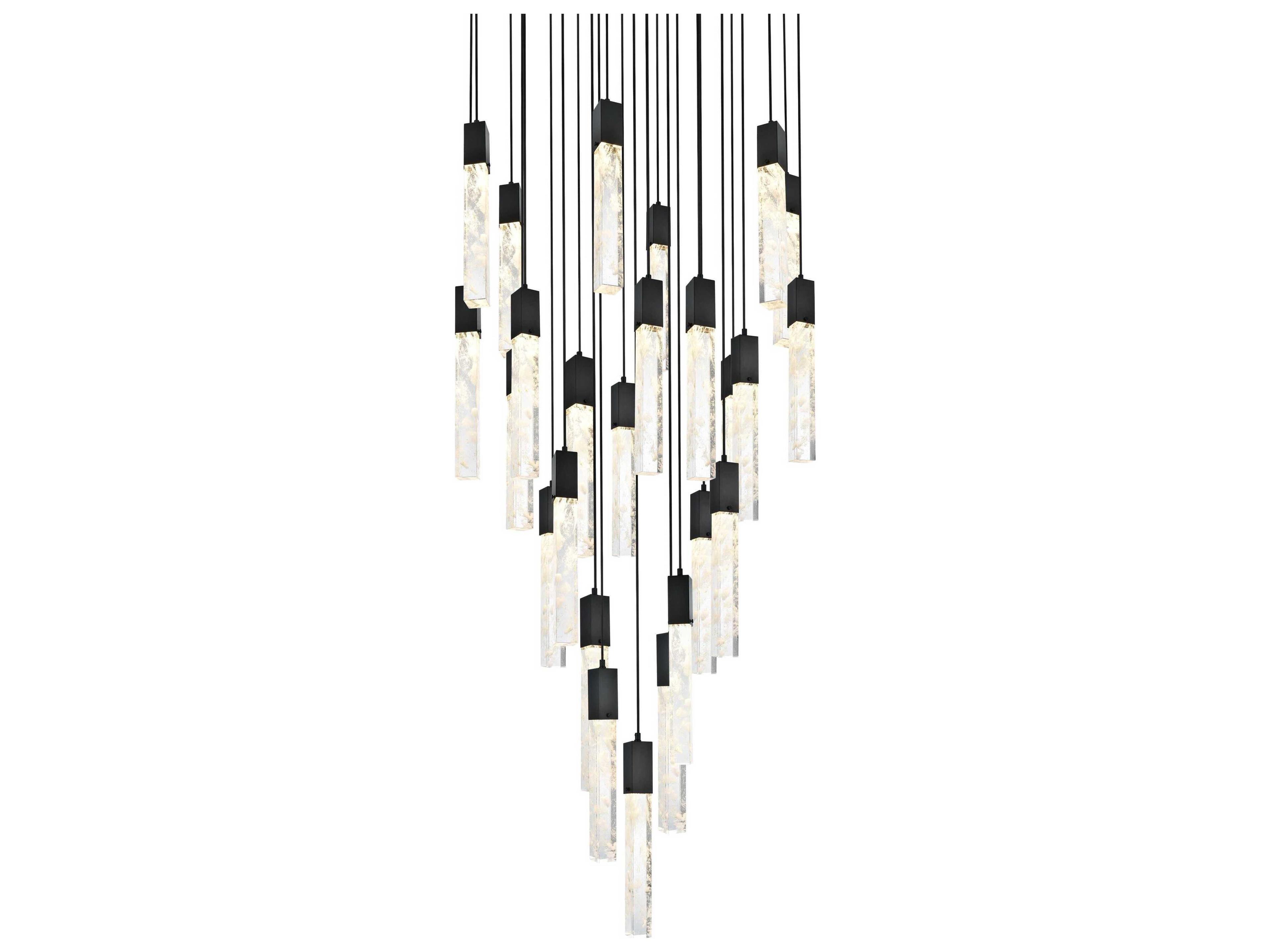 Elegant Lighting Aurora 25-Light Black Linear Pendant