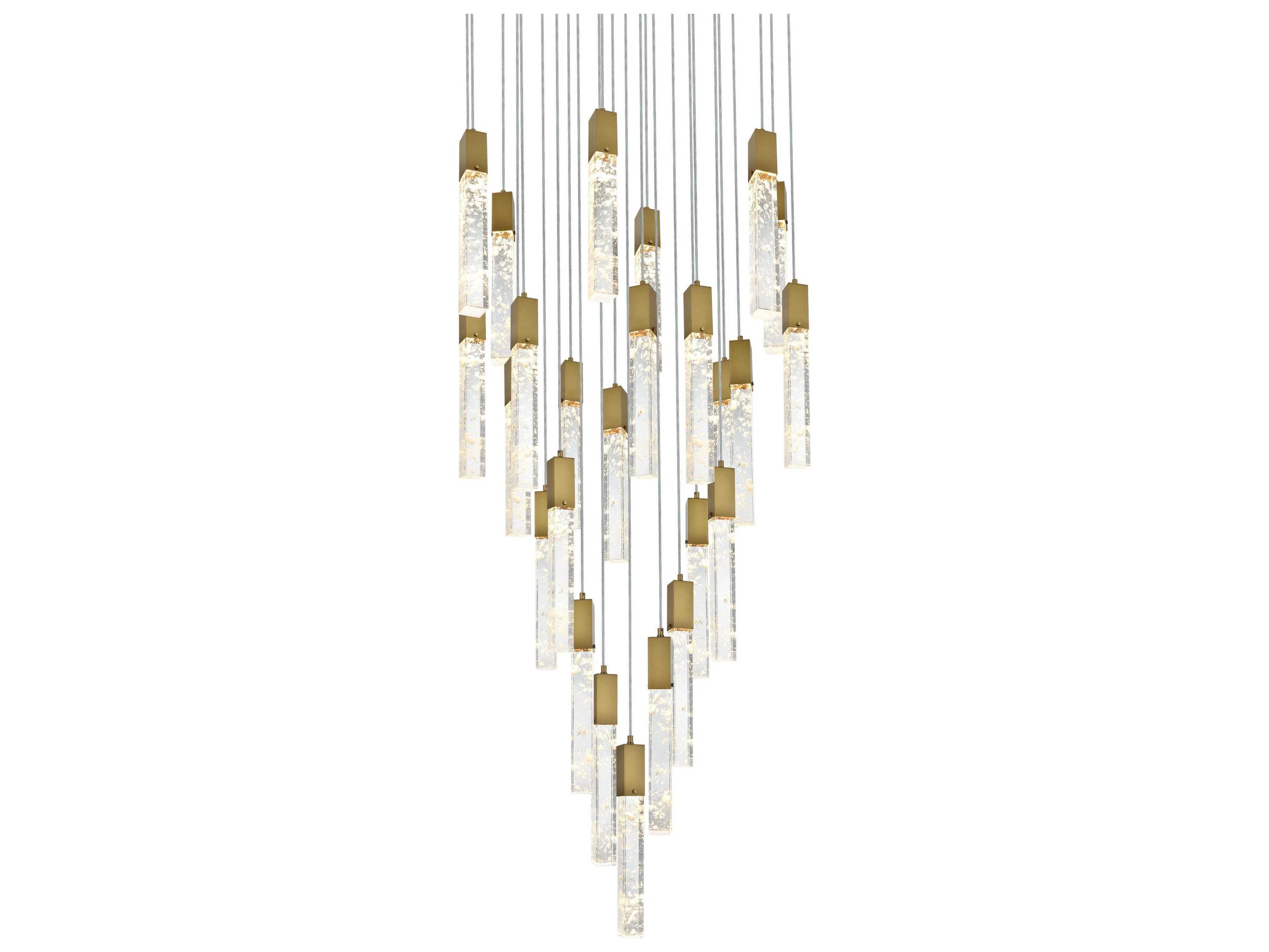 Elegant Lighting Aurora 25-Light Satin Gold Linear Pendant
