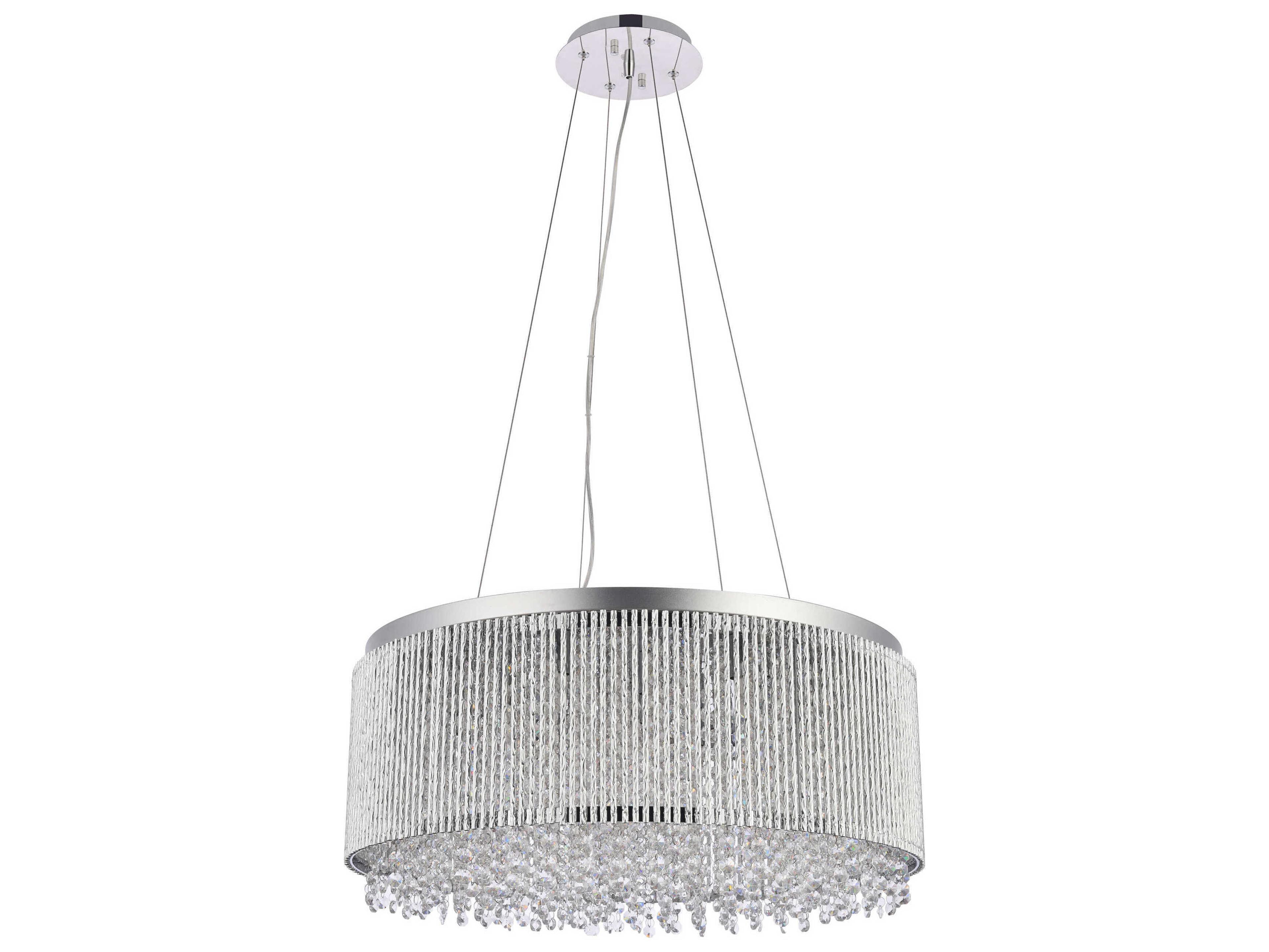 Elegant Lighting Influx 1-Light Chrome Clear Crystal Drum Pendant