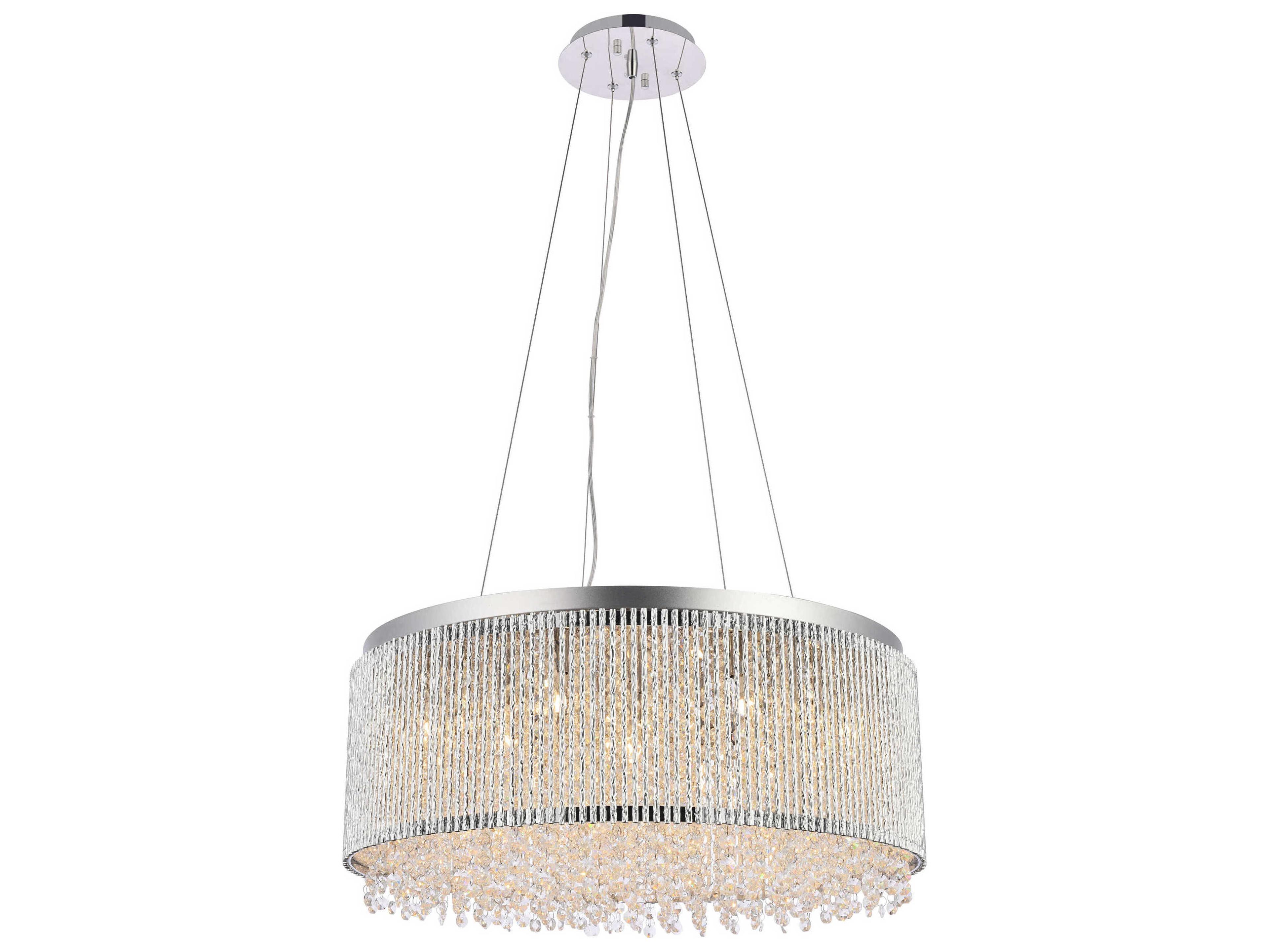 Elegant Lighting Influx 1-Light Chrome Clear Crystal Drum Pendant