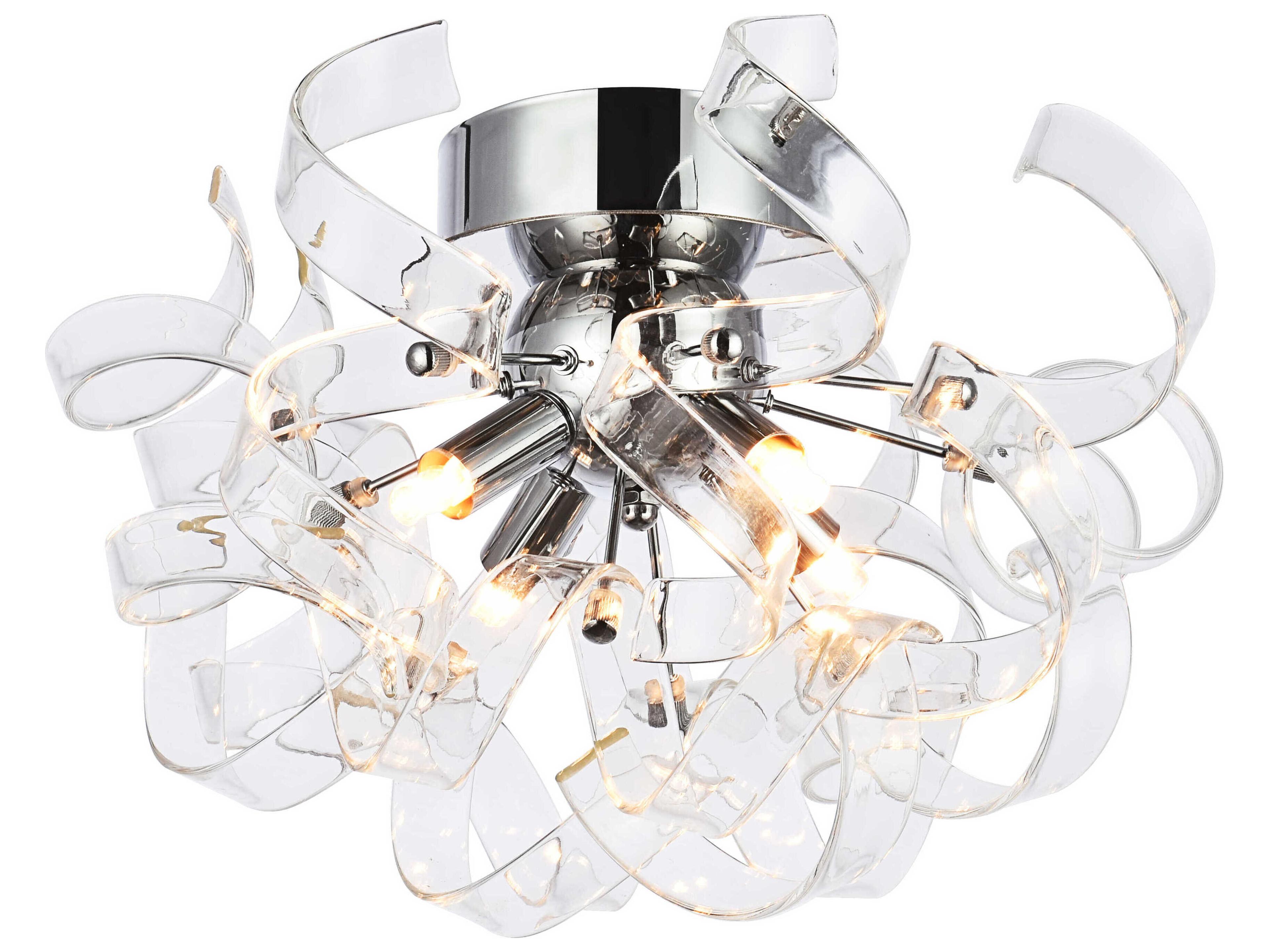 Elegant Lighting Ritz 4-Light Chrome Flush Mount
