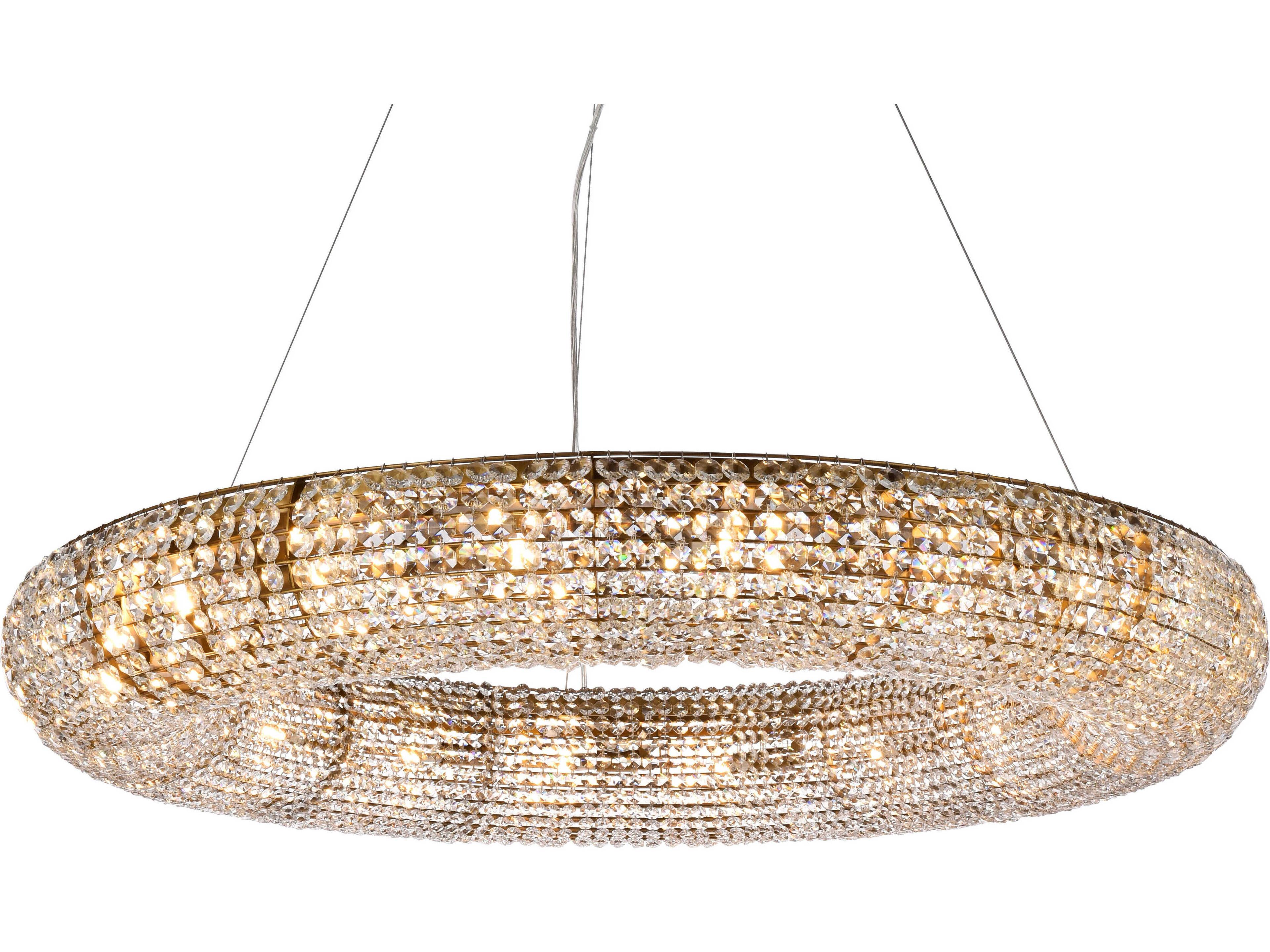 Elegant Lighting Paris 18-Light8-Light Gold And Clear Crystal Round Pendant