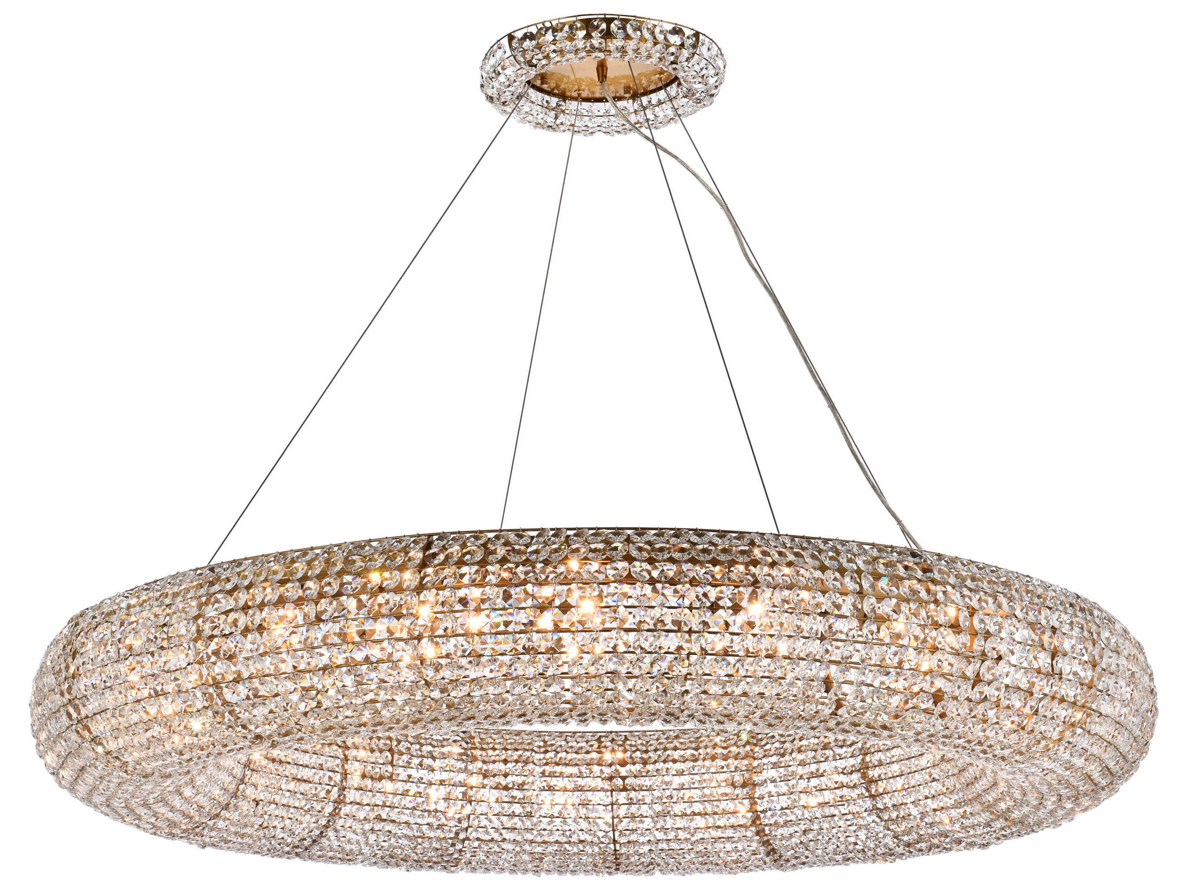 Paris 20-Light Brass Crystal Round Pendant