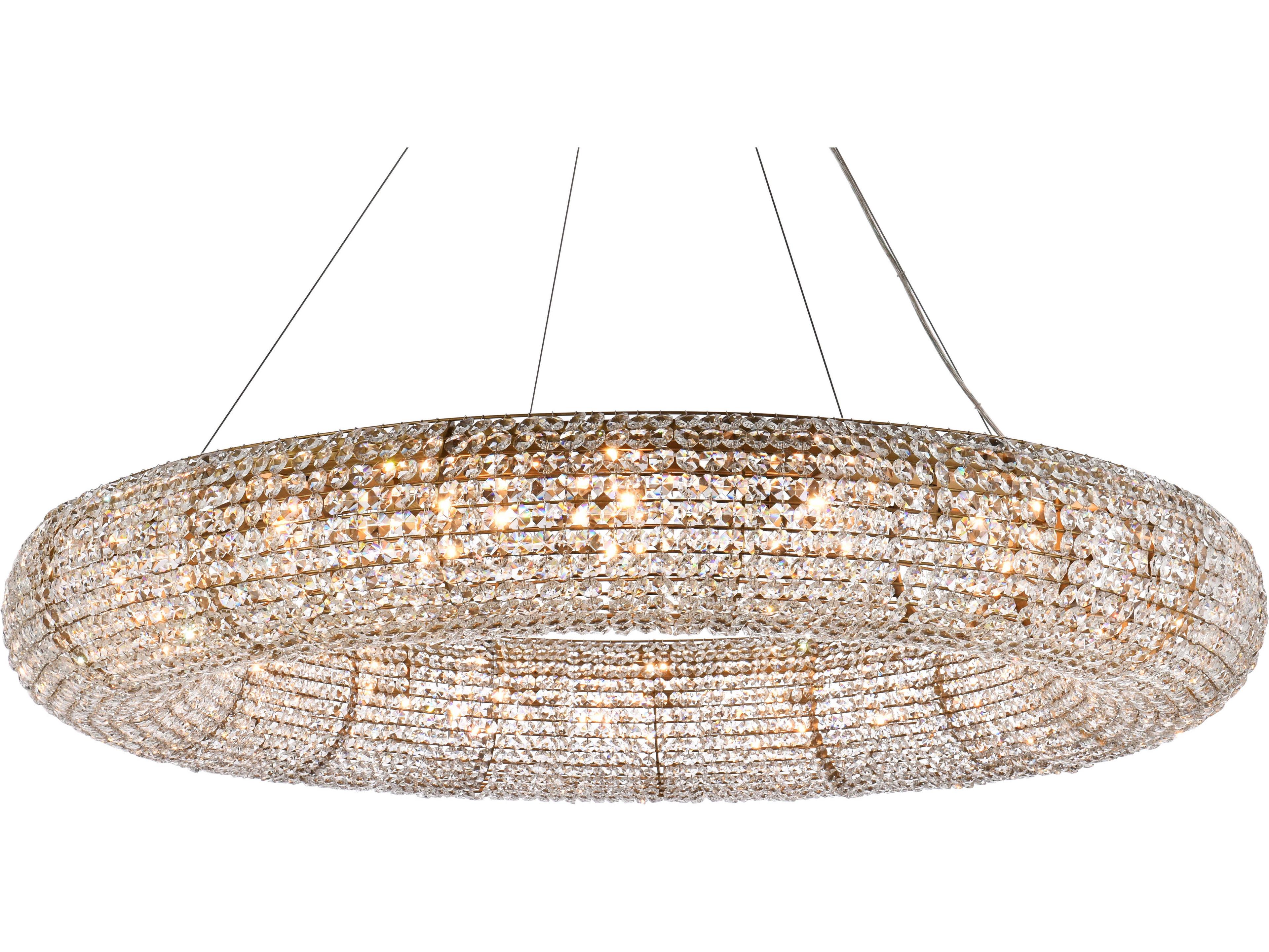 Elegant Lighting Paris 20-Light Brass Crystal Round Pendant