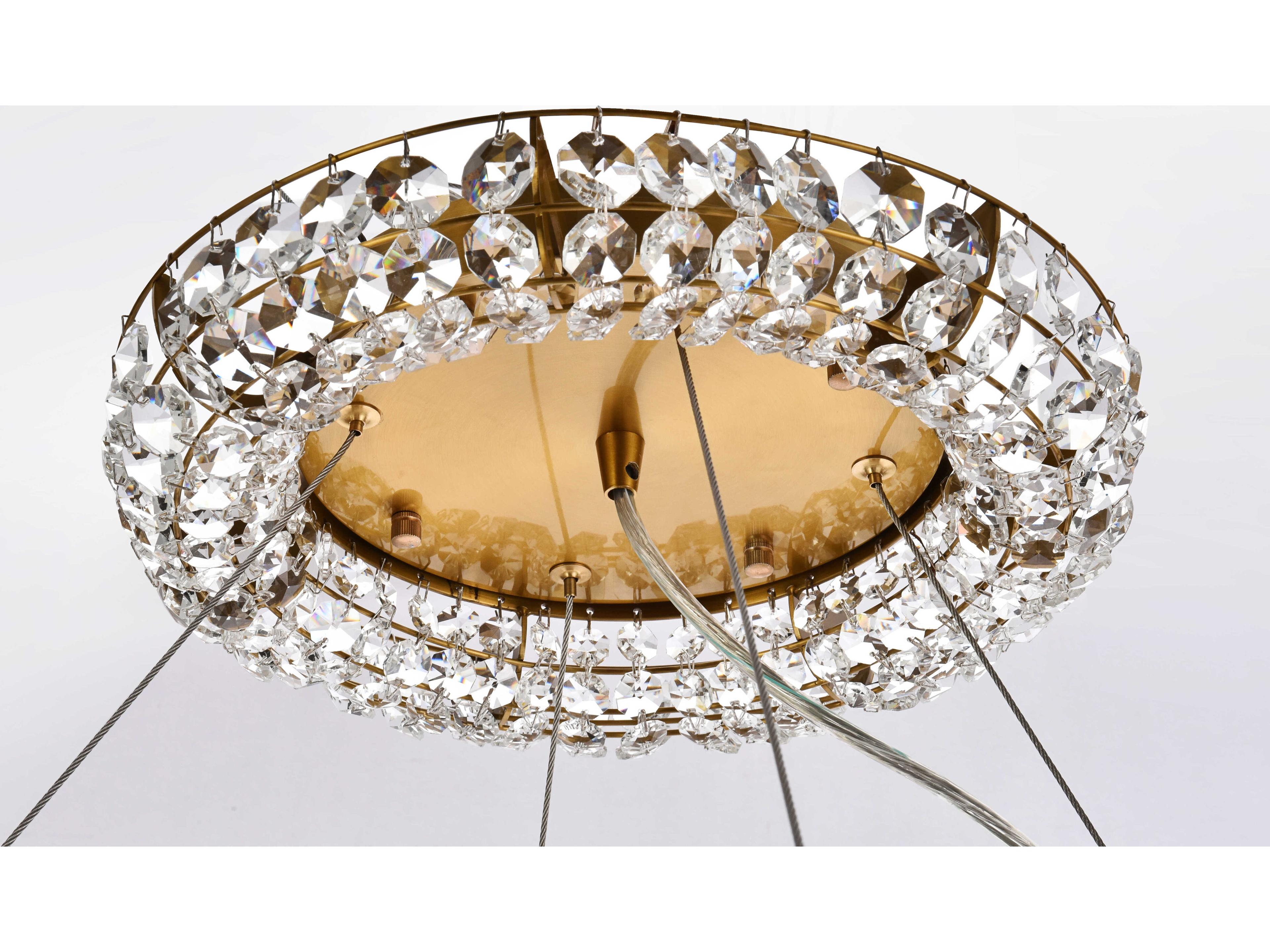 Elegant Lighting Paris 20-Light Brass Crystal Round Pendant