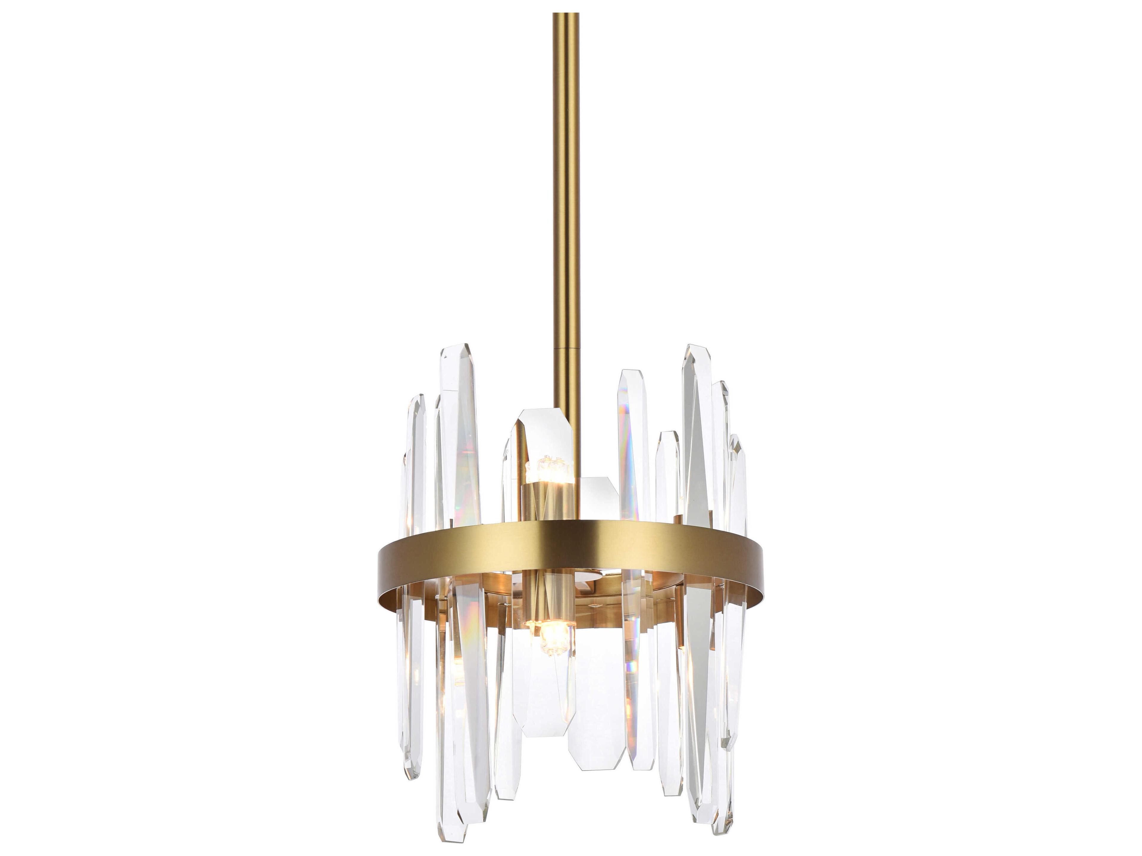 Elegant Lighting Serena 6-Light Satin Gold Crystal Linear Mini Pendant