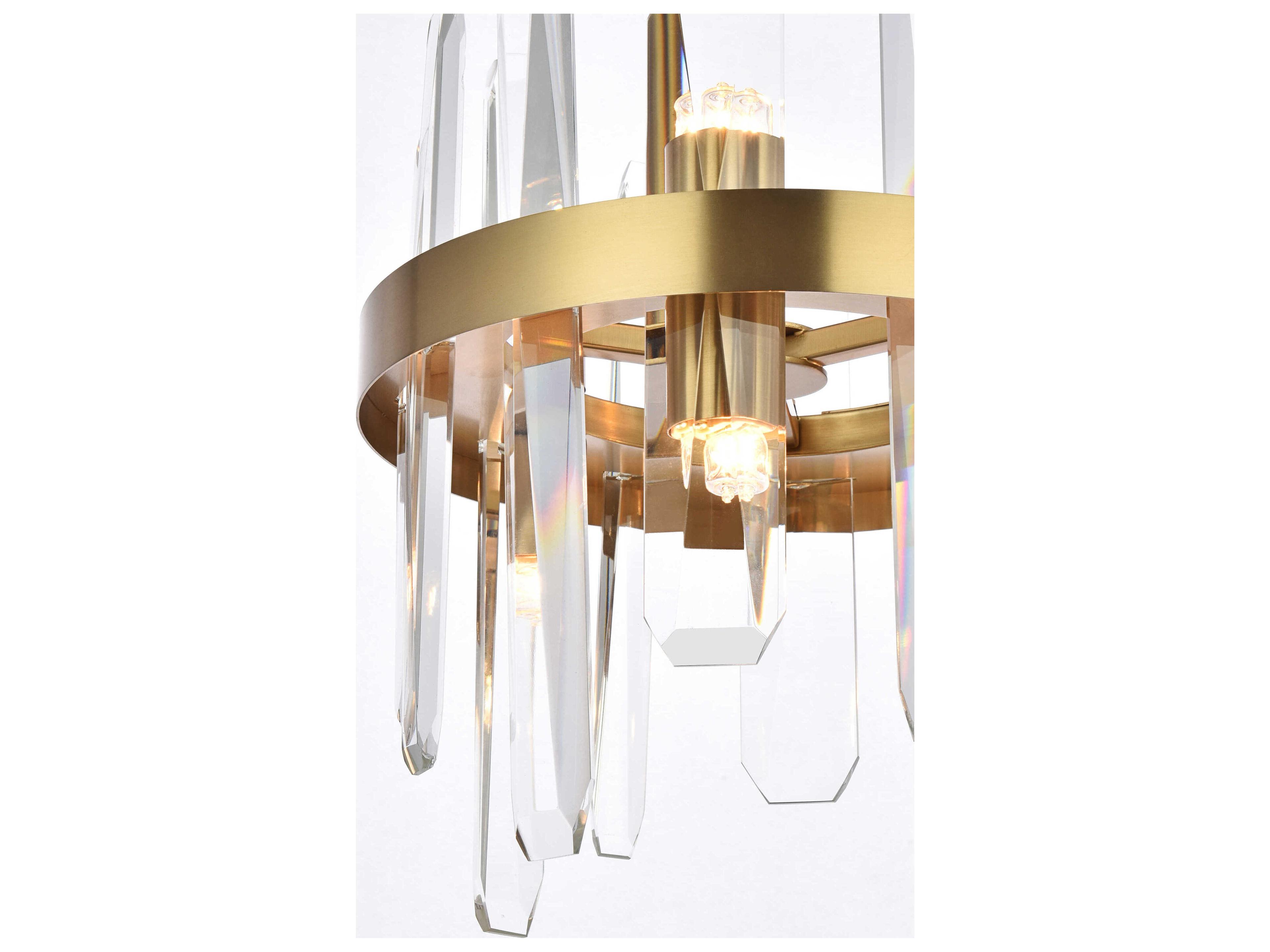 Elegant Lighting Serena 6-Light Satin Gold Crystal Linear Mini Pendant
