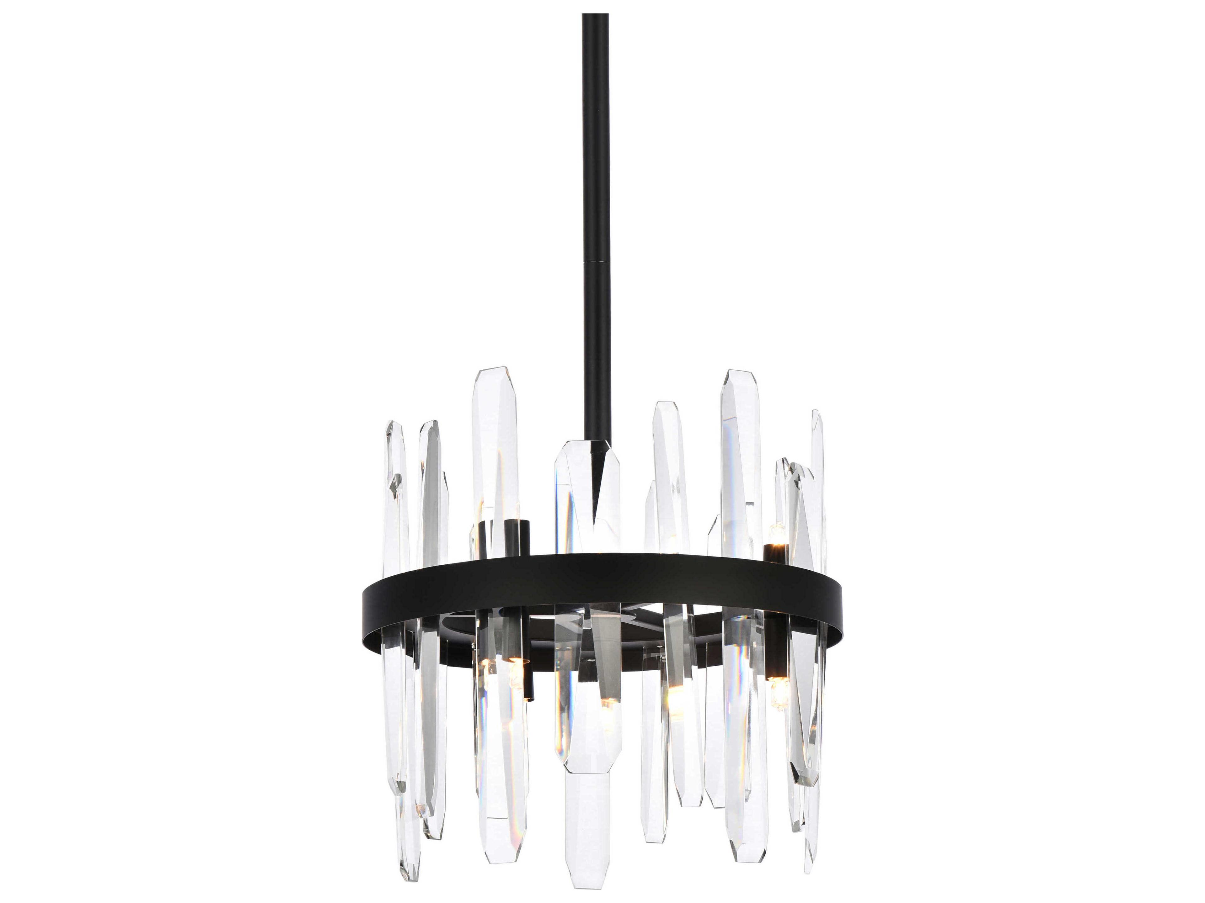 Elegant Lighting Serena 6-Light Black Crystal Linear Mini Pendant
