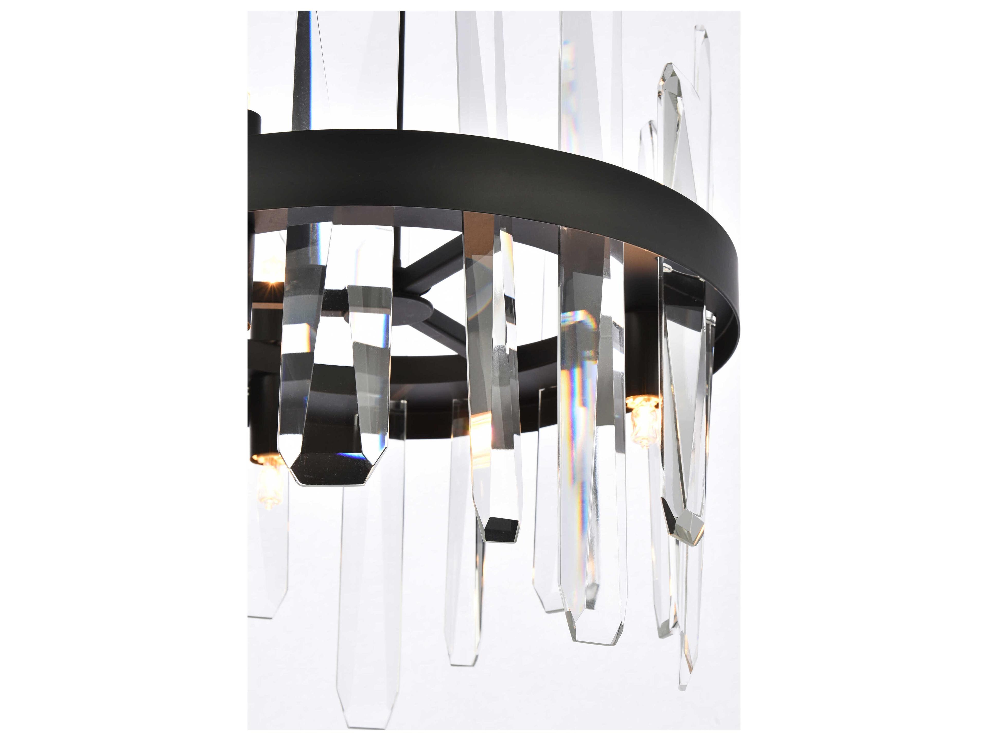 Elegant Lighting Serena 6-Light Black Crystal Linear Mini Pendant