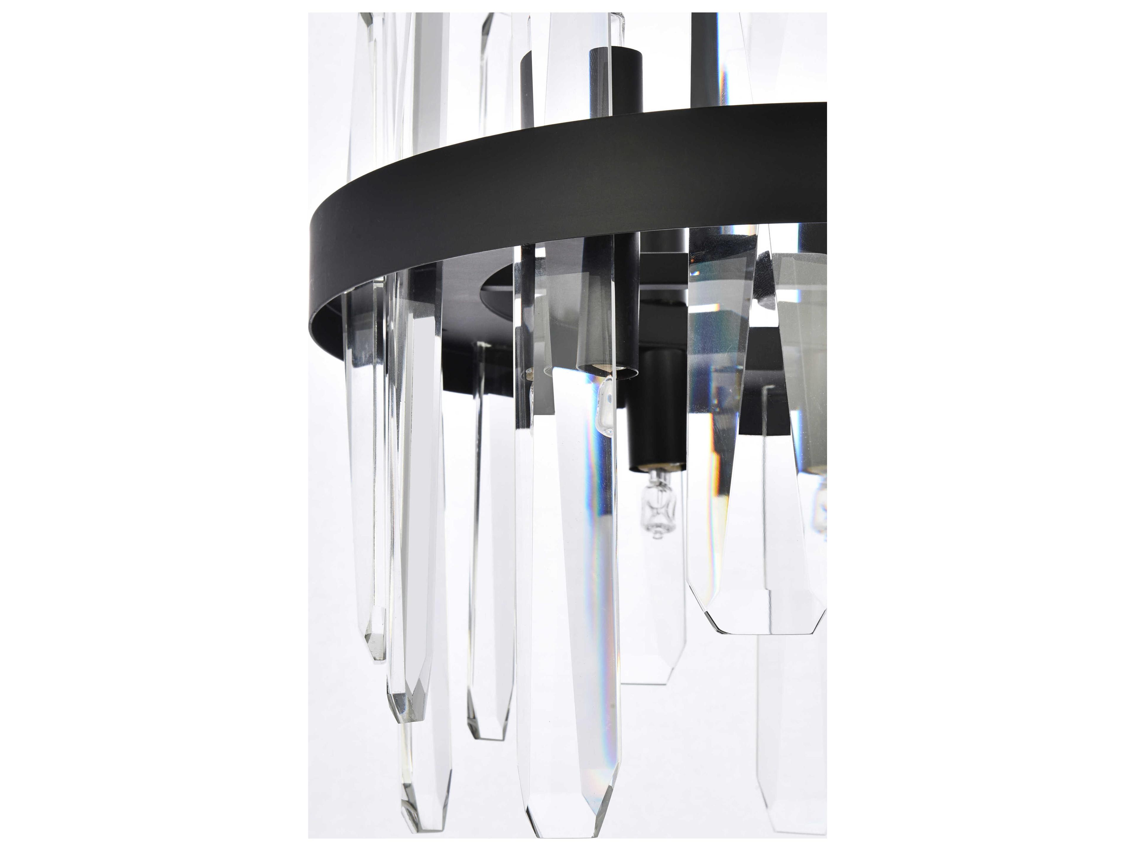 Elegant Lighting Serena 6-Light Black Crystal Linear Mini Pendant