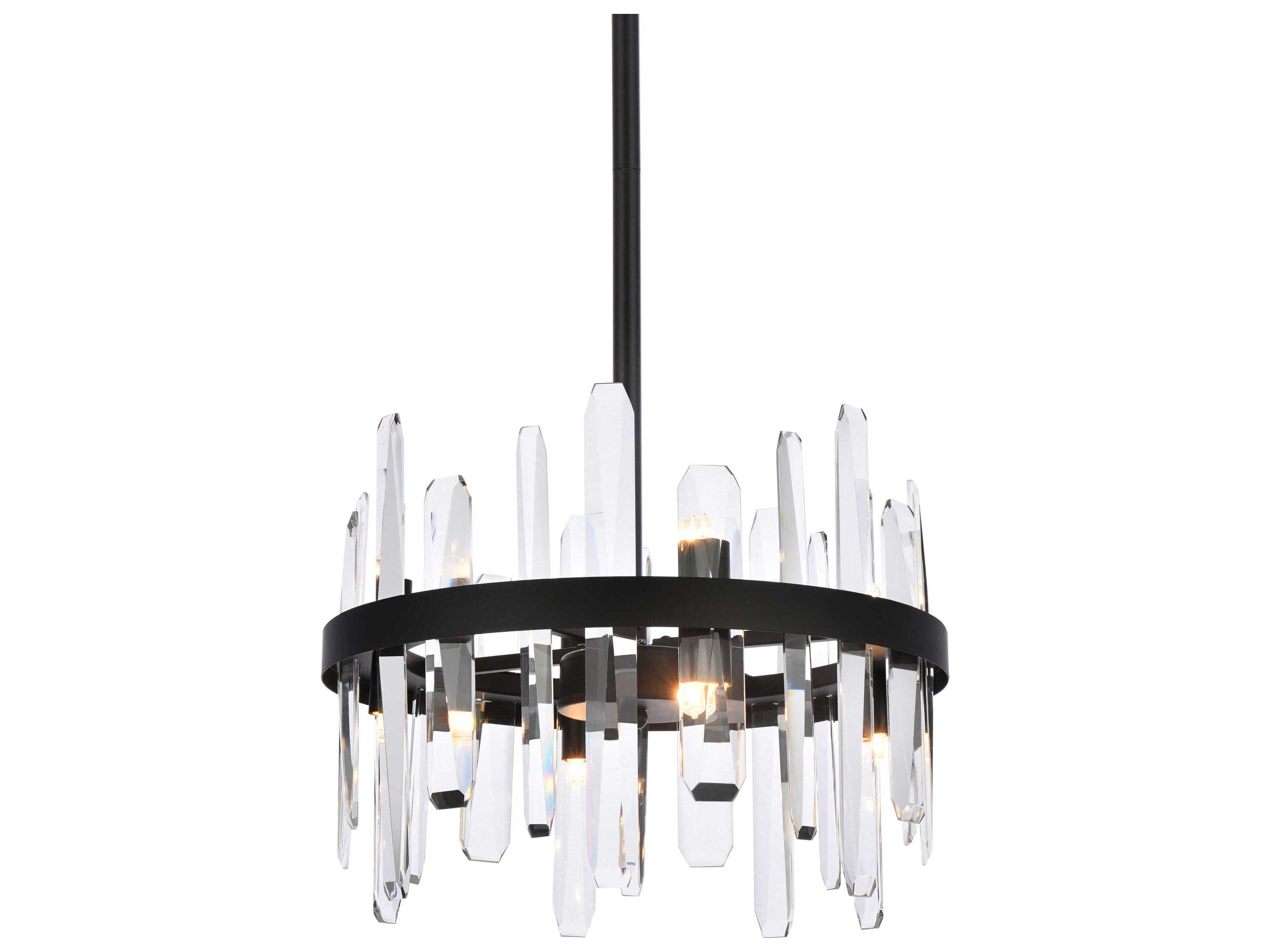 Elegant Lighting Serena 8-Light Black Crystal Linear Pendant