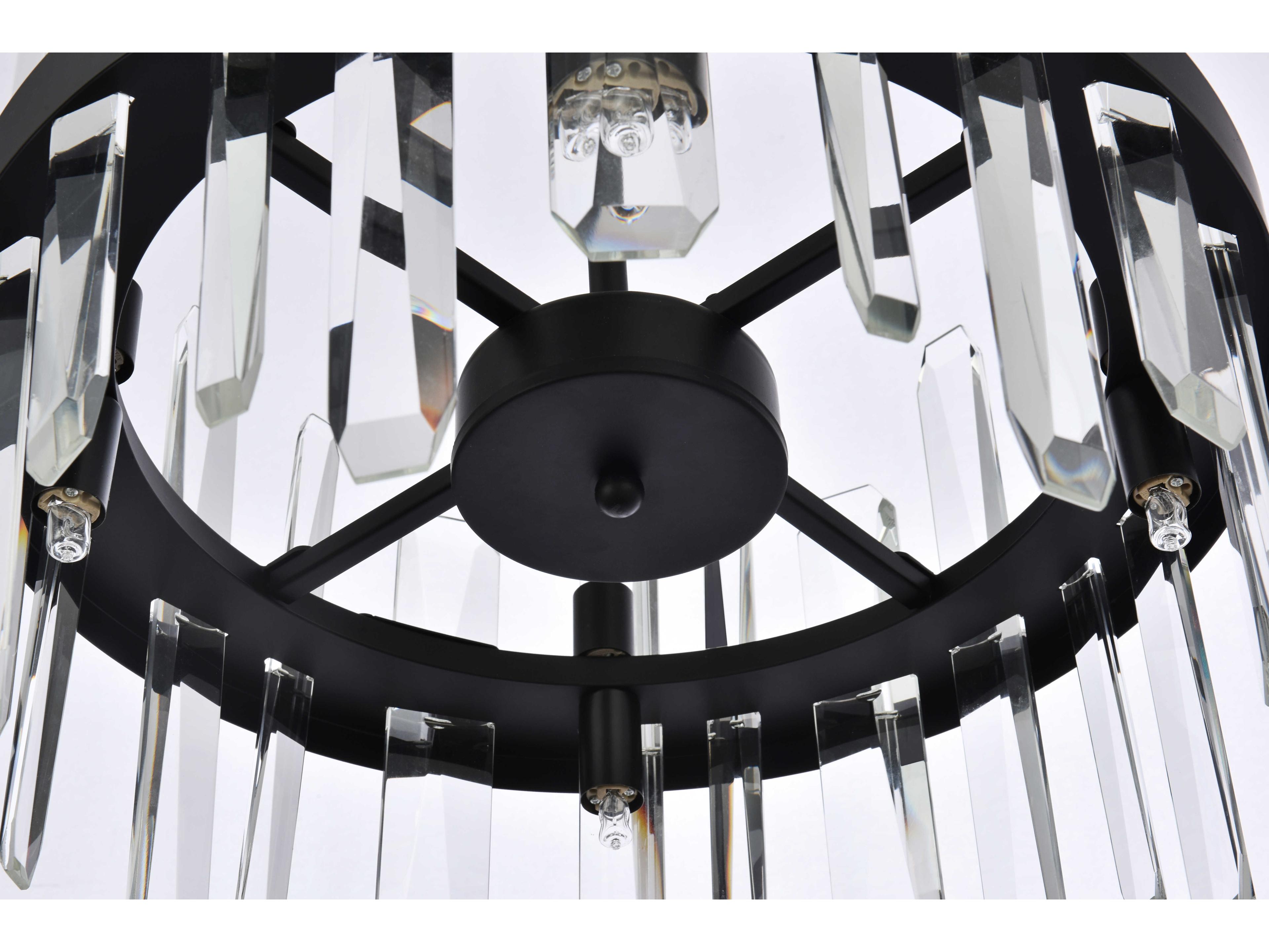 Elegant Lighting Serena 8-Light Black Crystal Linear Pendant