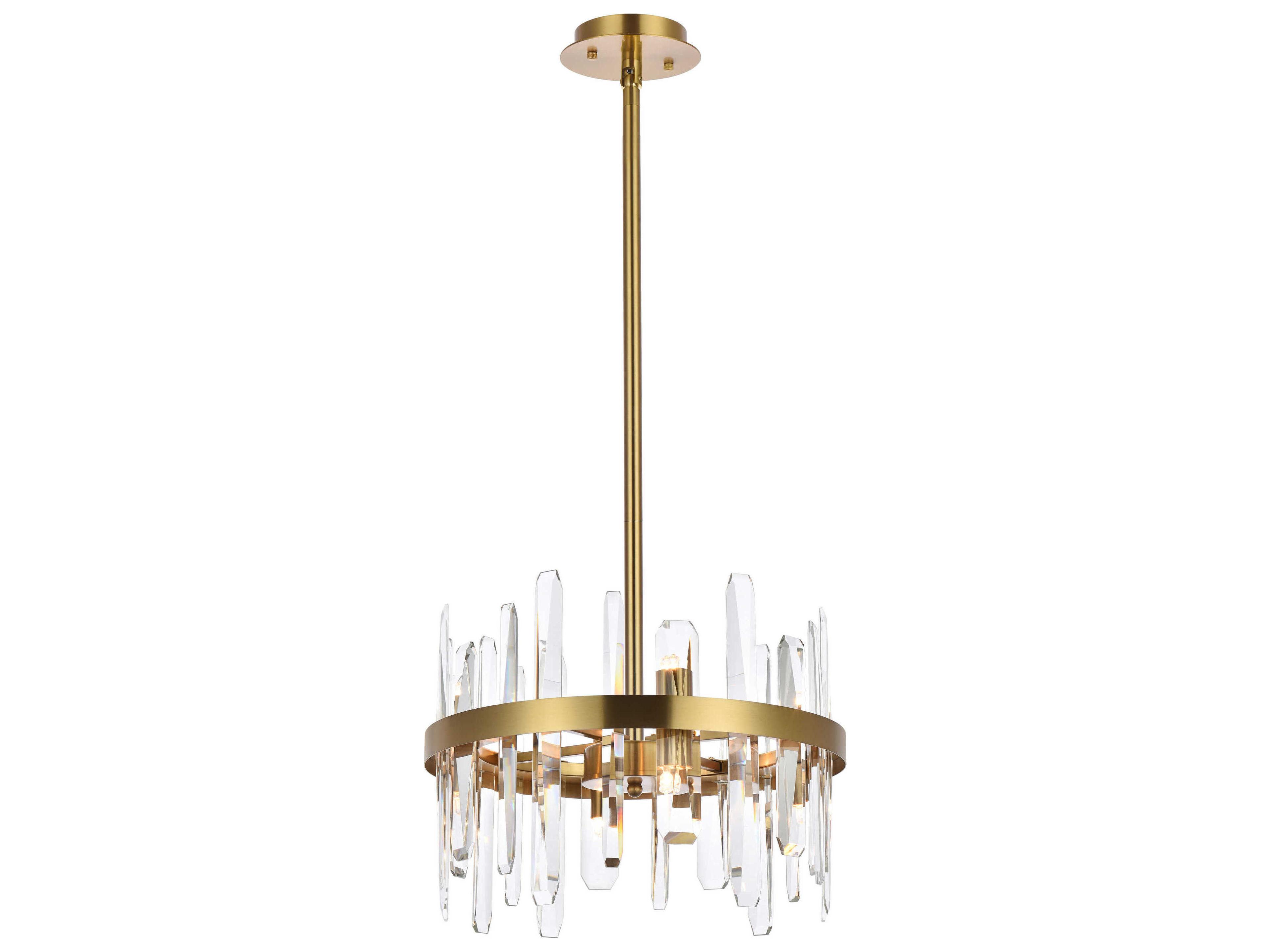 Serena 8-Light Satin Gold Crystal Linear Pendant