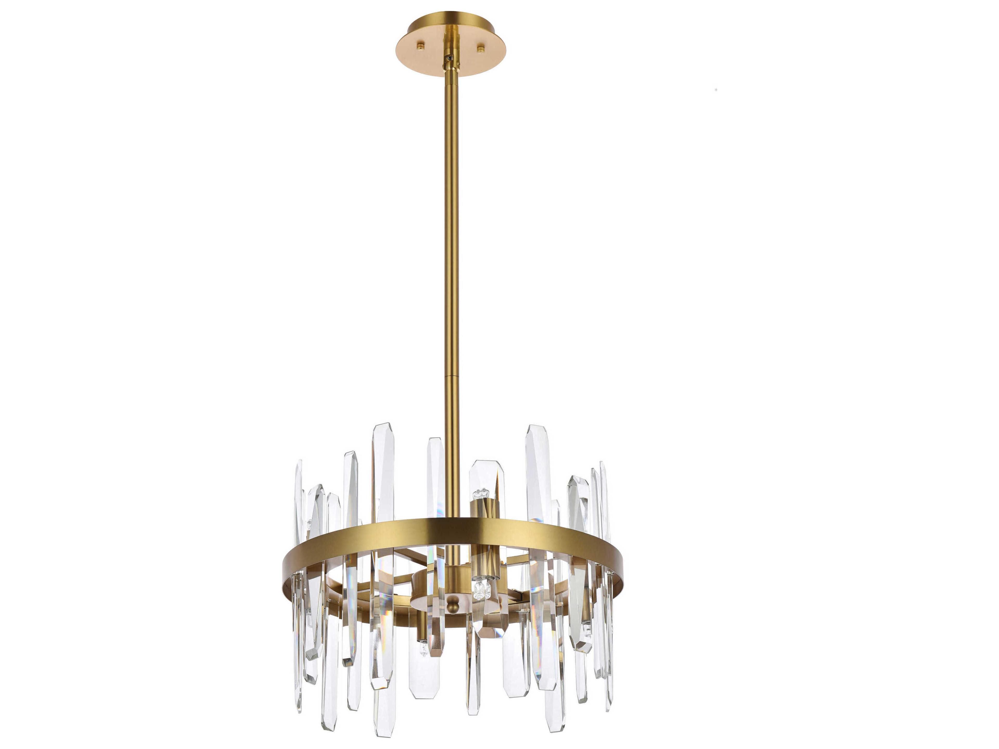 Elegant Lighting Serena 8-Light Satin Gold Crystal Linear Pendant