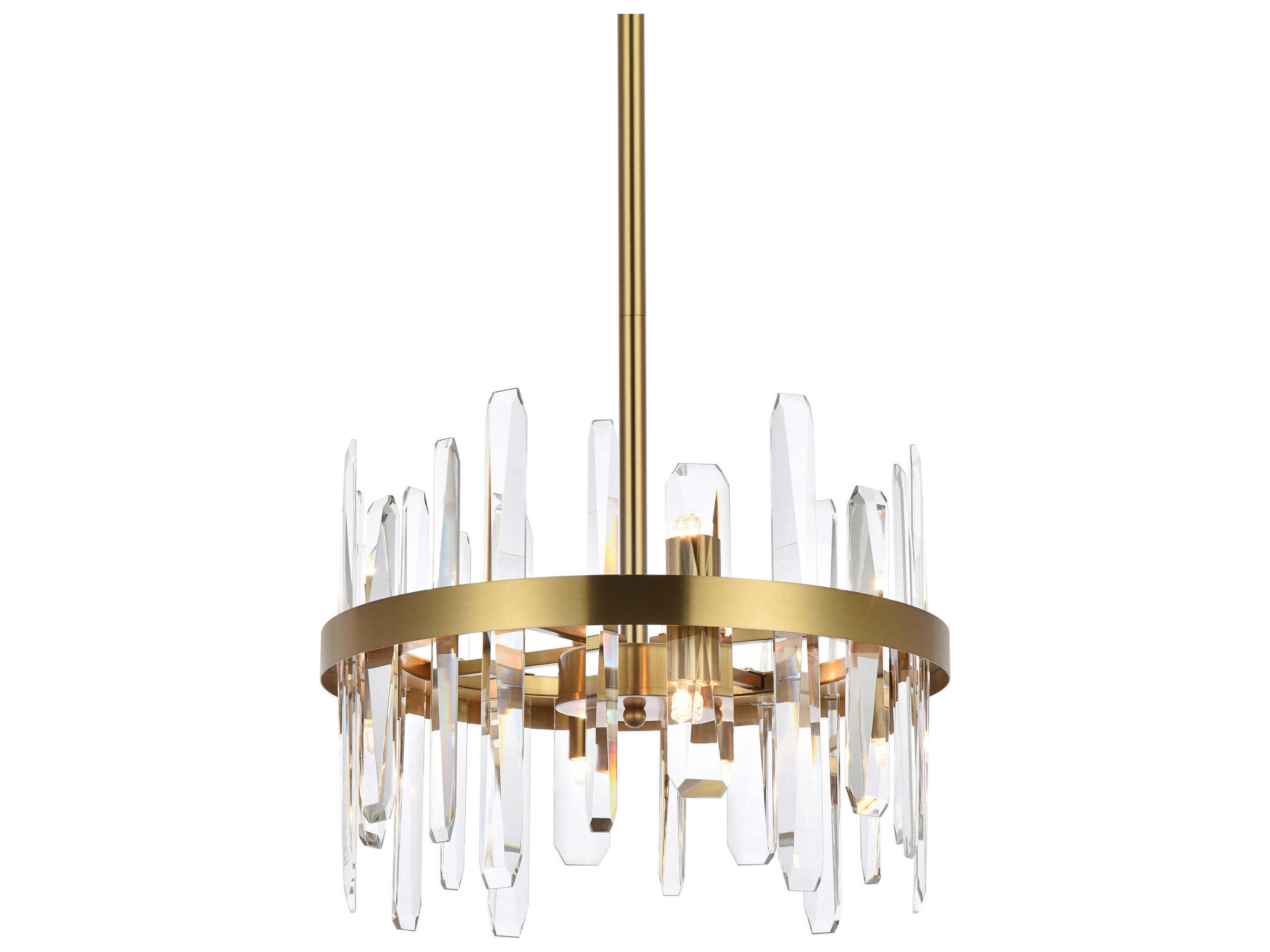 Elegant Lighting Serena 8-Light Satin Gold Crystal Linear Pendant