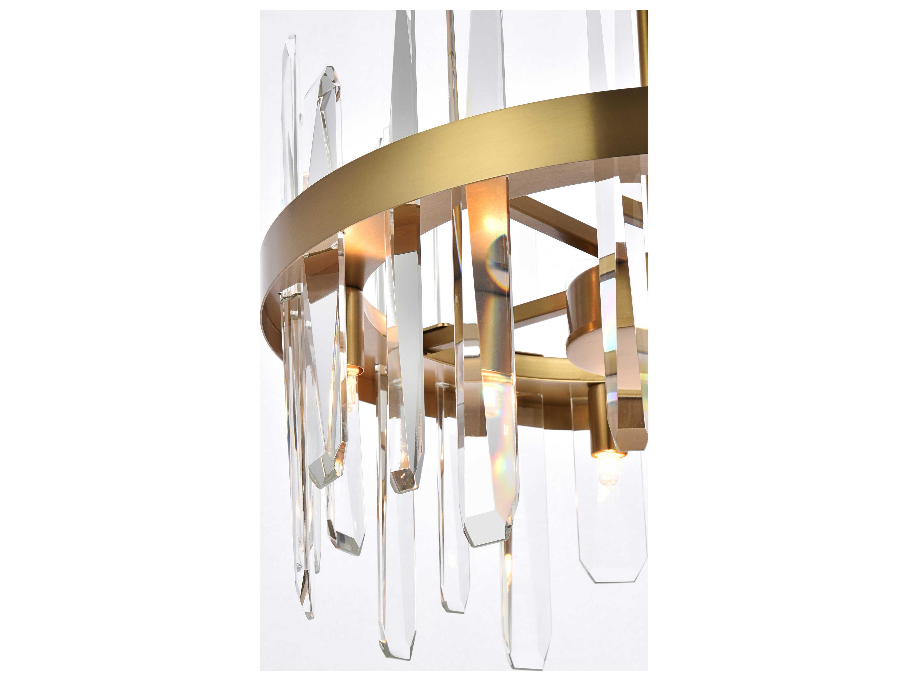 Elegant Lighting Serena 8-Light Satin Gold Crystal Linear Pendant
