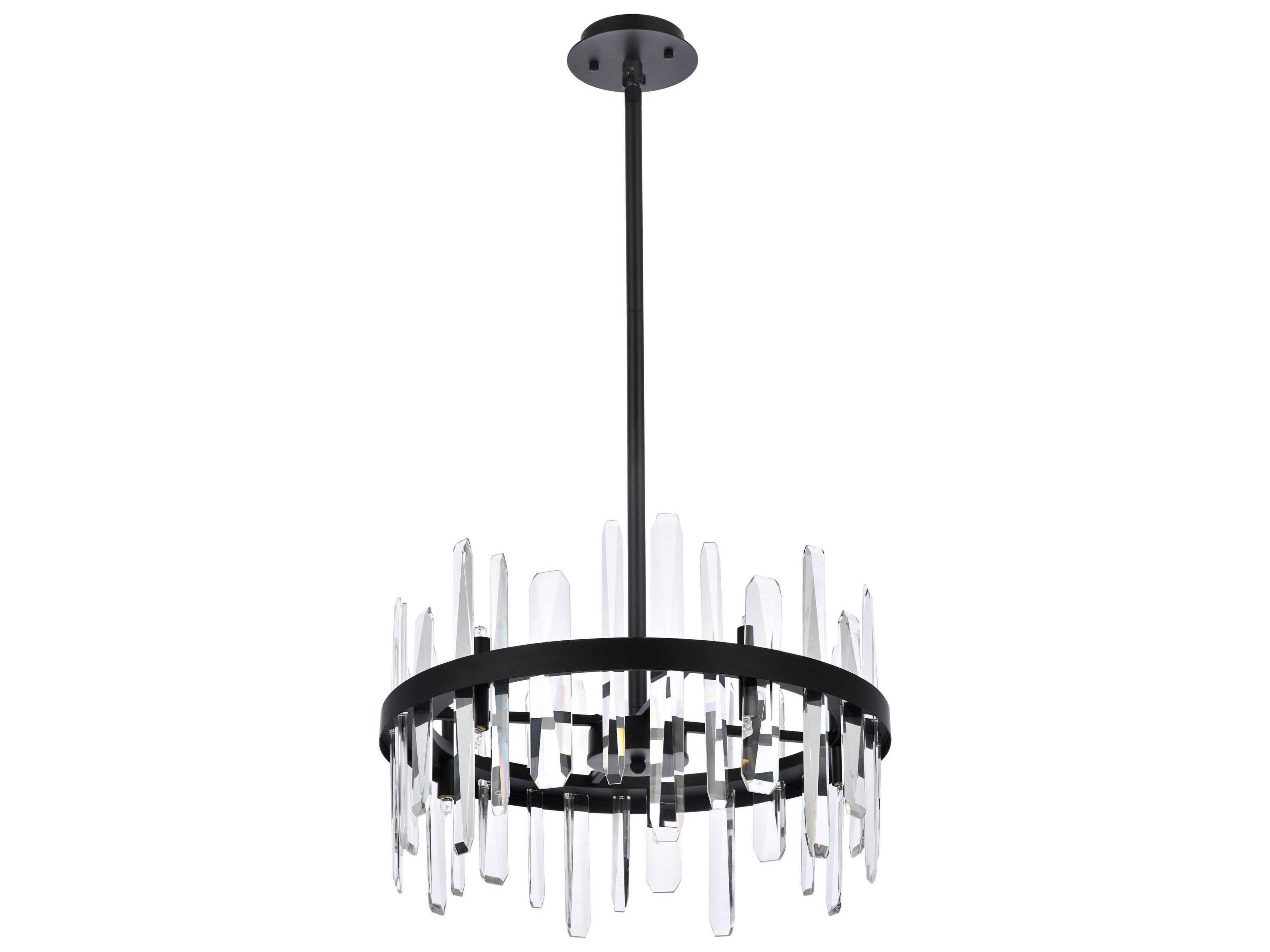 Elegant Lighting Serena 10-Light Black Crystal Linear Pendant
