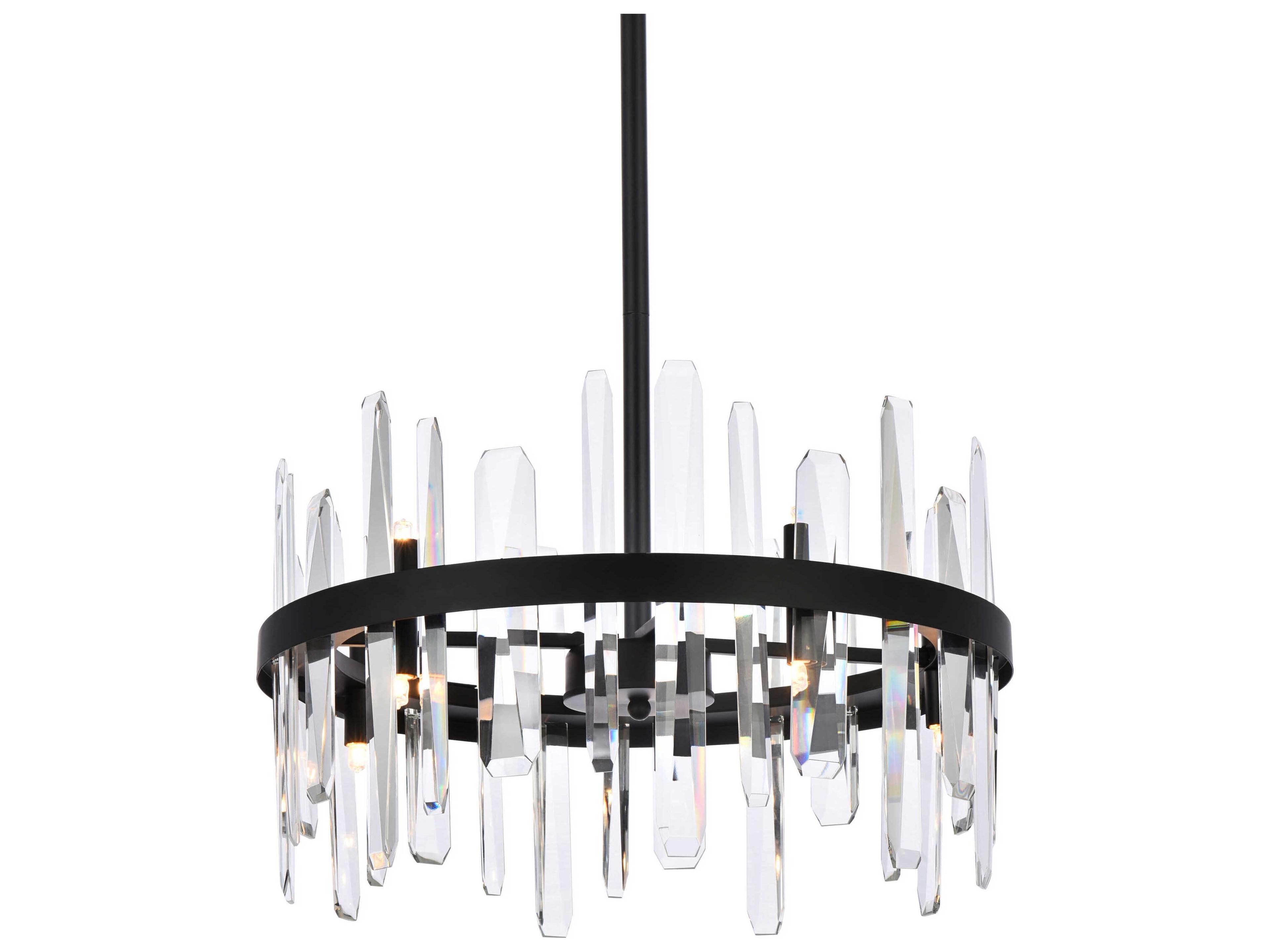 Elegant Lighting Serena 10-Light Black Crystal Linear Pendant