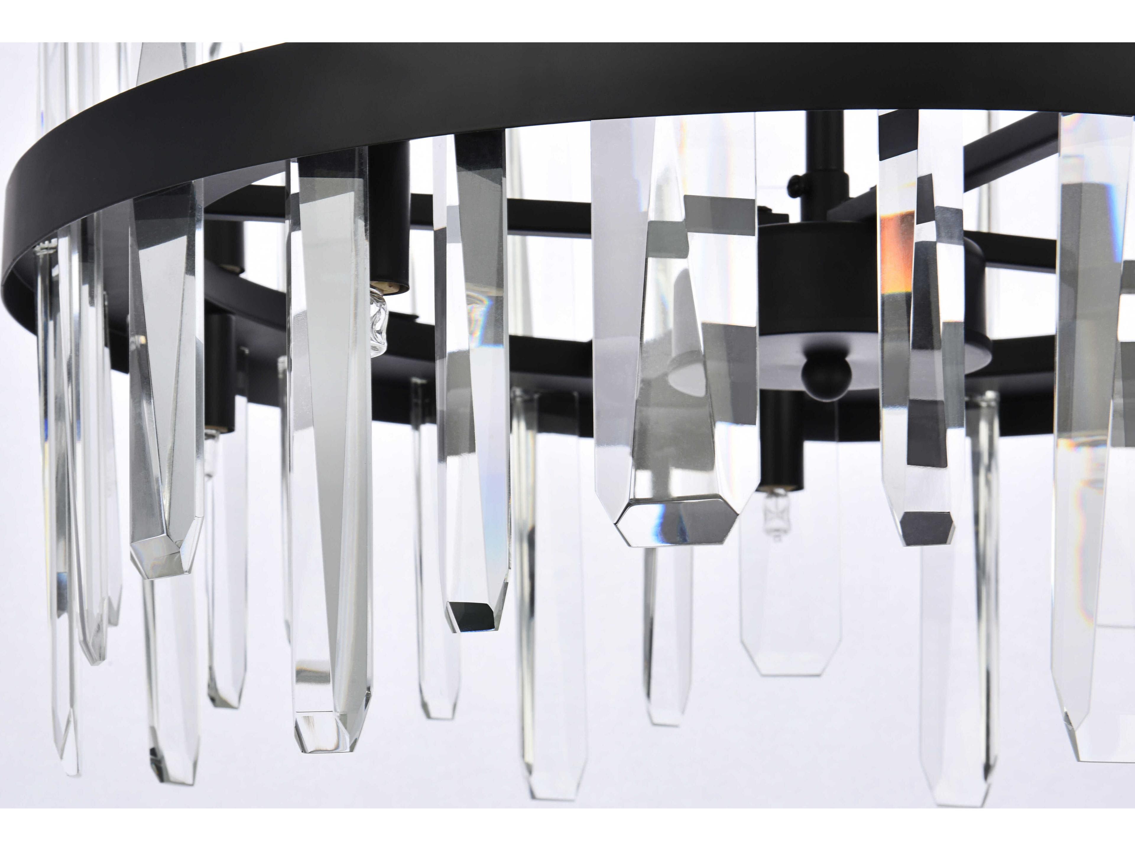 Elegant Lighting Serena 10-Light Black Crystal Linear Pendant