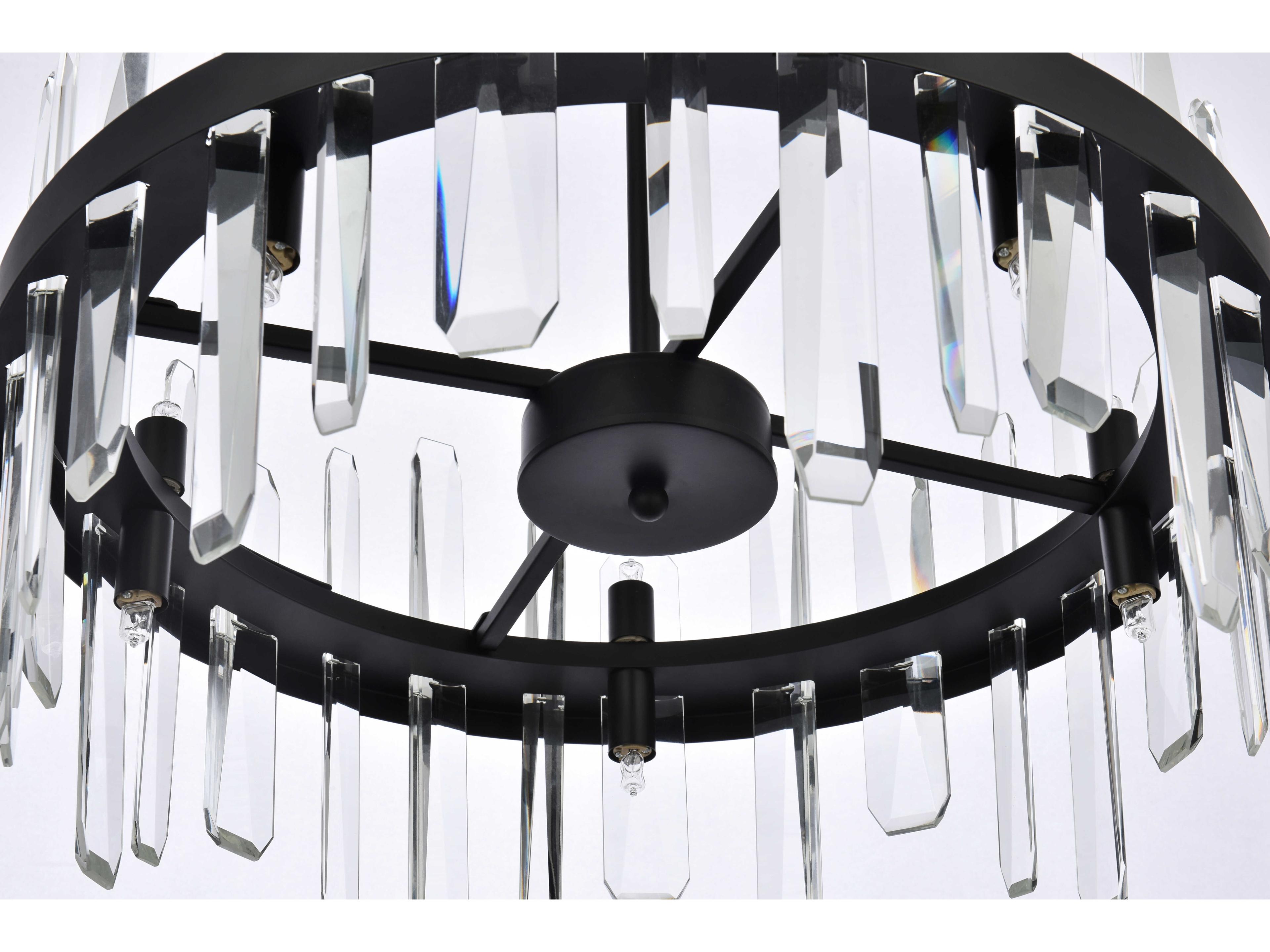 Elegant Lighting Serena 10-Light Black Crystal Linear Pendant