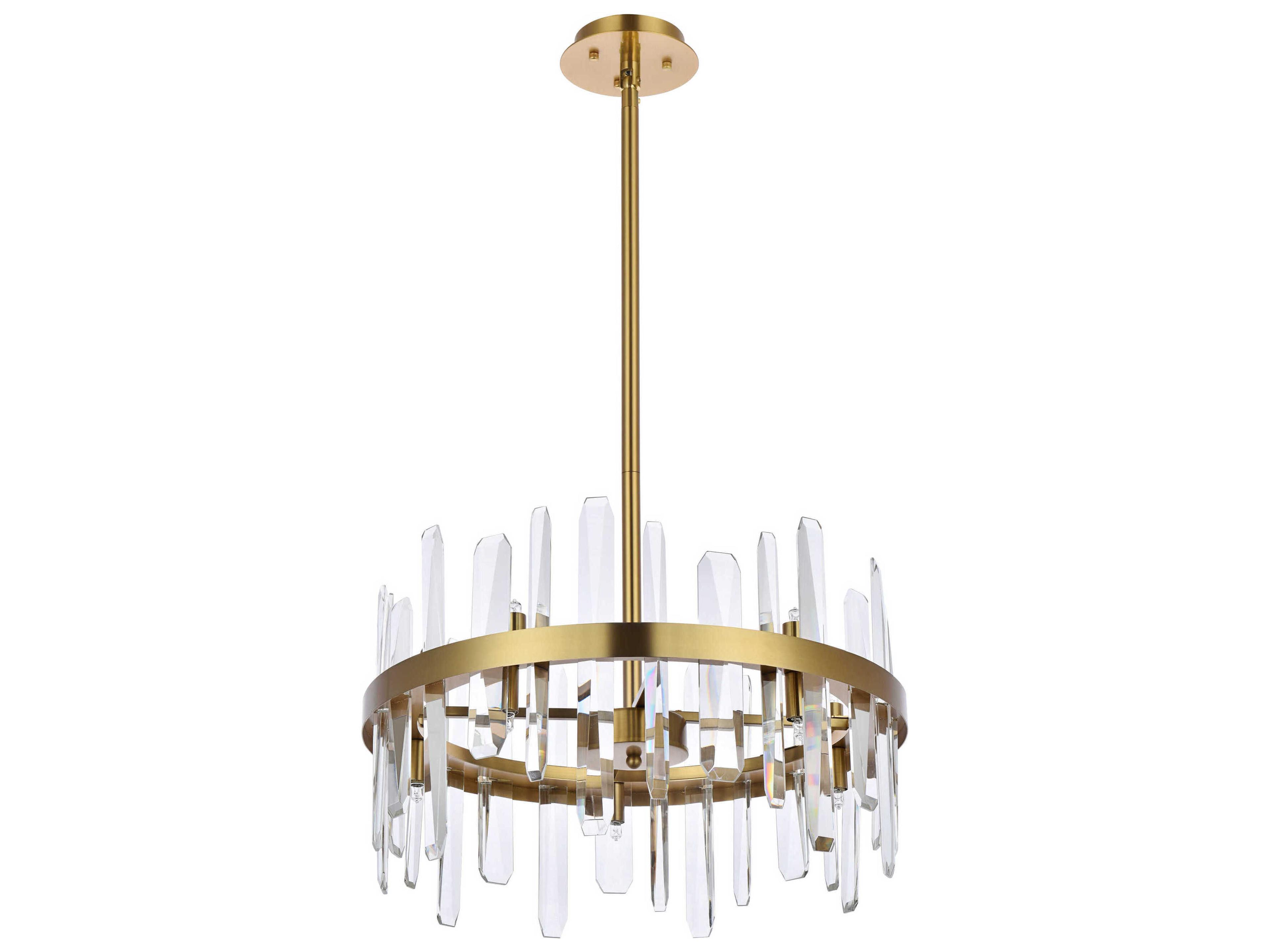 Elegant Lighting Serena 10-Light Satin Gold Crystal Linear Pendant