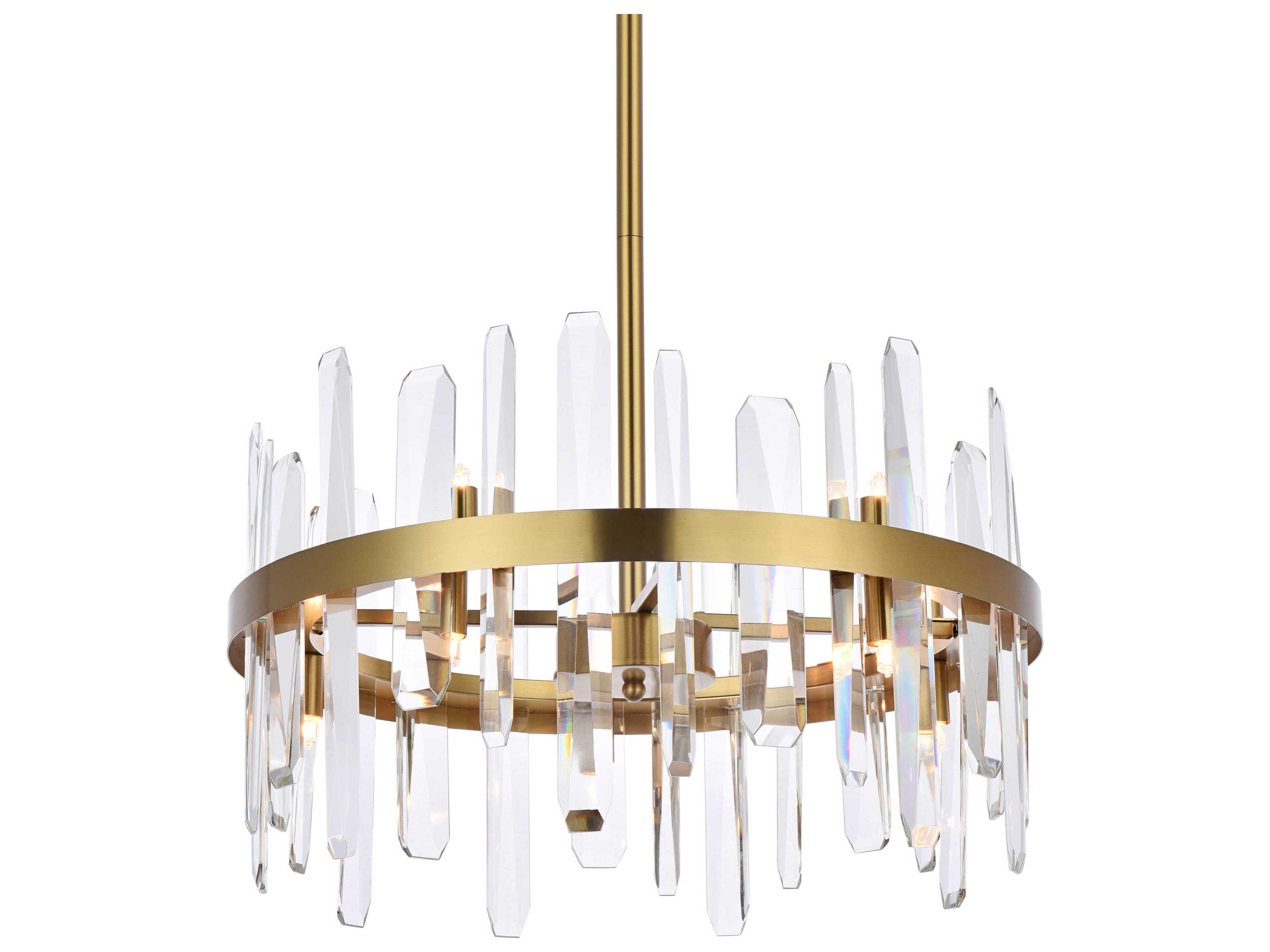 Elegant Lighting Serena 10-Light Satin Gold Crystal Linear Pendant