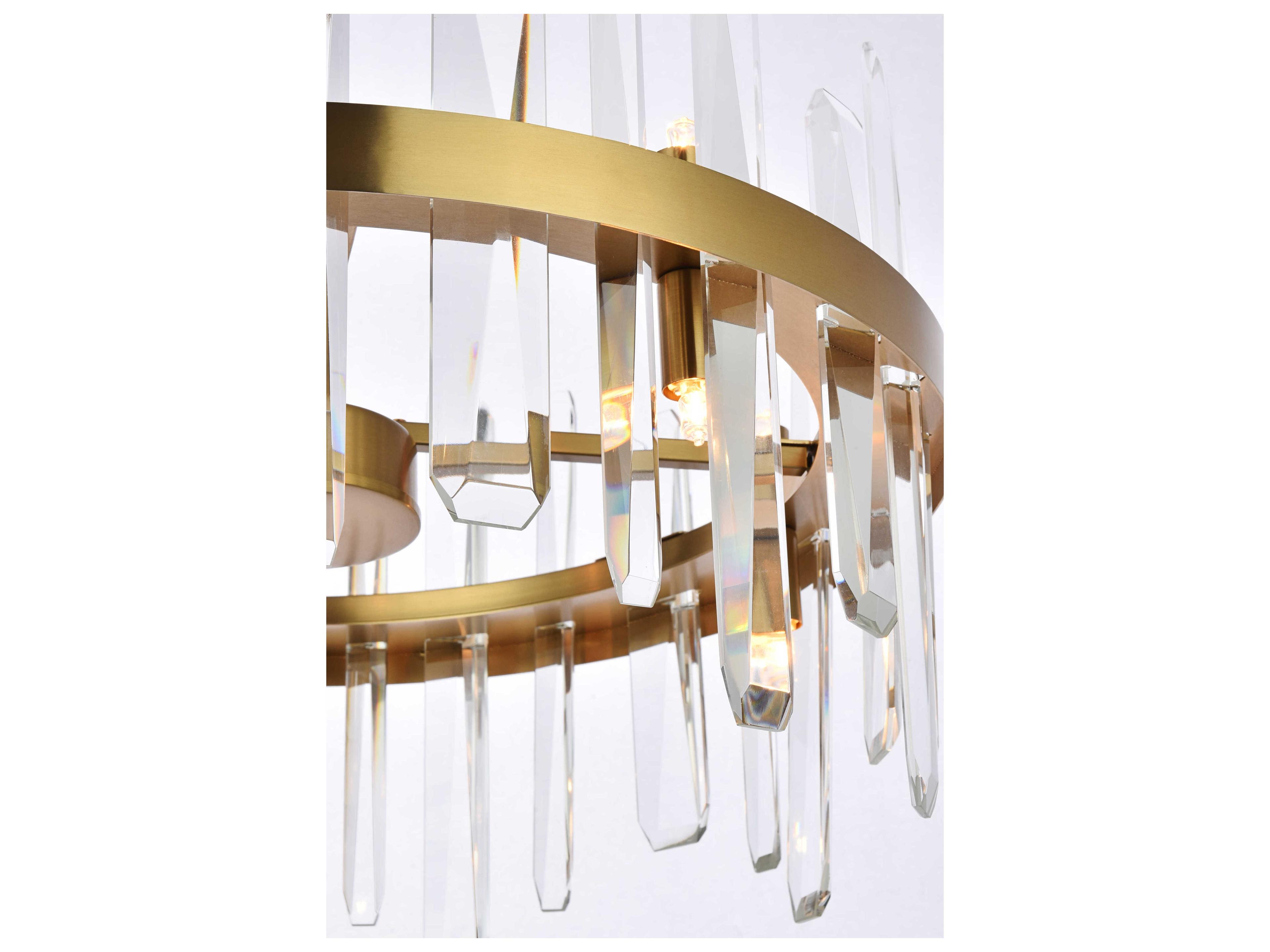Elegant Lighting Serena 10-Light Satin Gold Crystal Linear Pendant