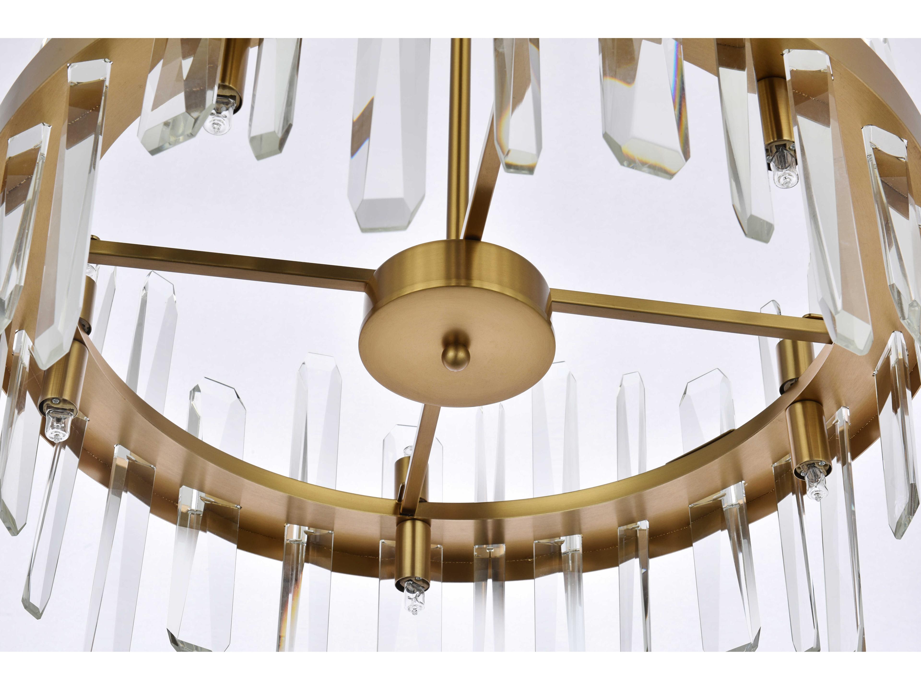 Elegant Lighting Serena 10-Light Satin Gold Crystal Linear Pendant