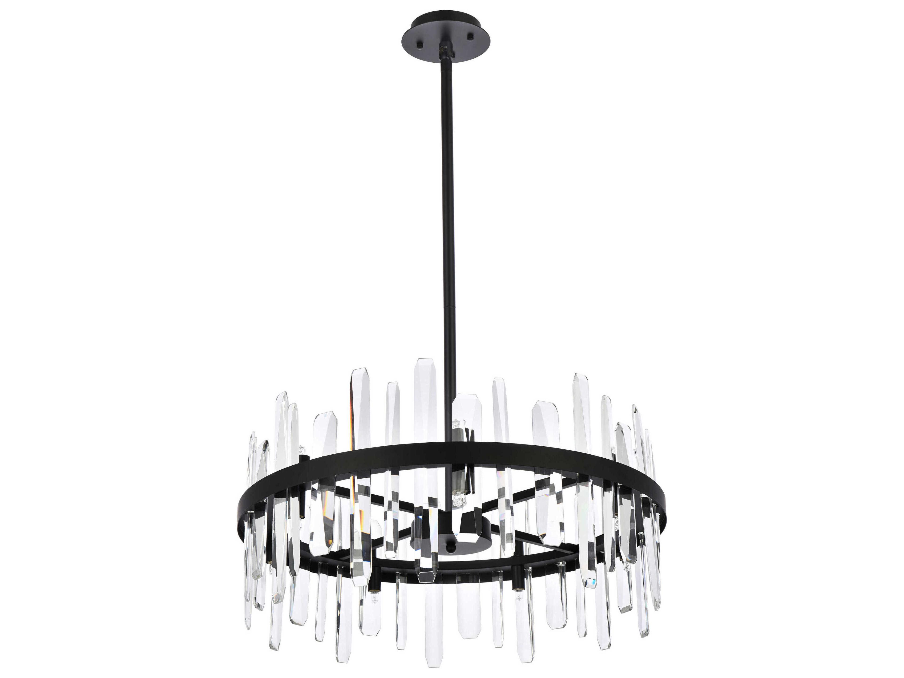 Elegant Lighting Serena 14-Light Black Crystal Linear Pendant