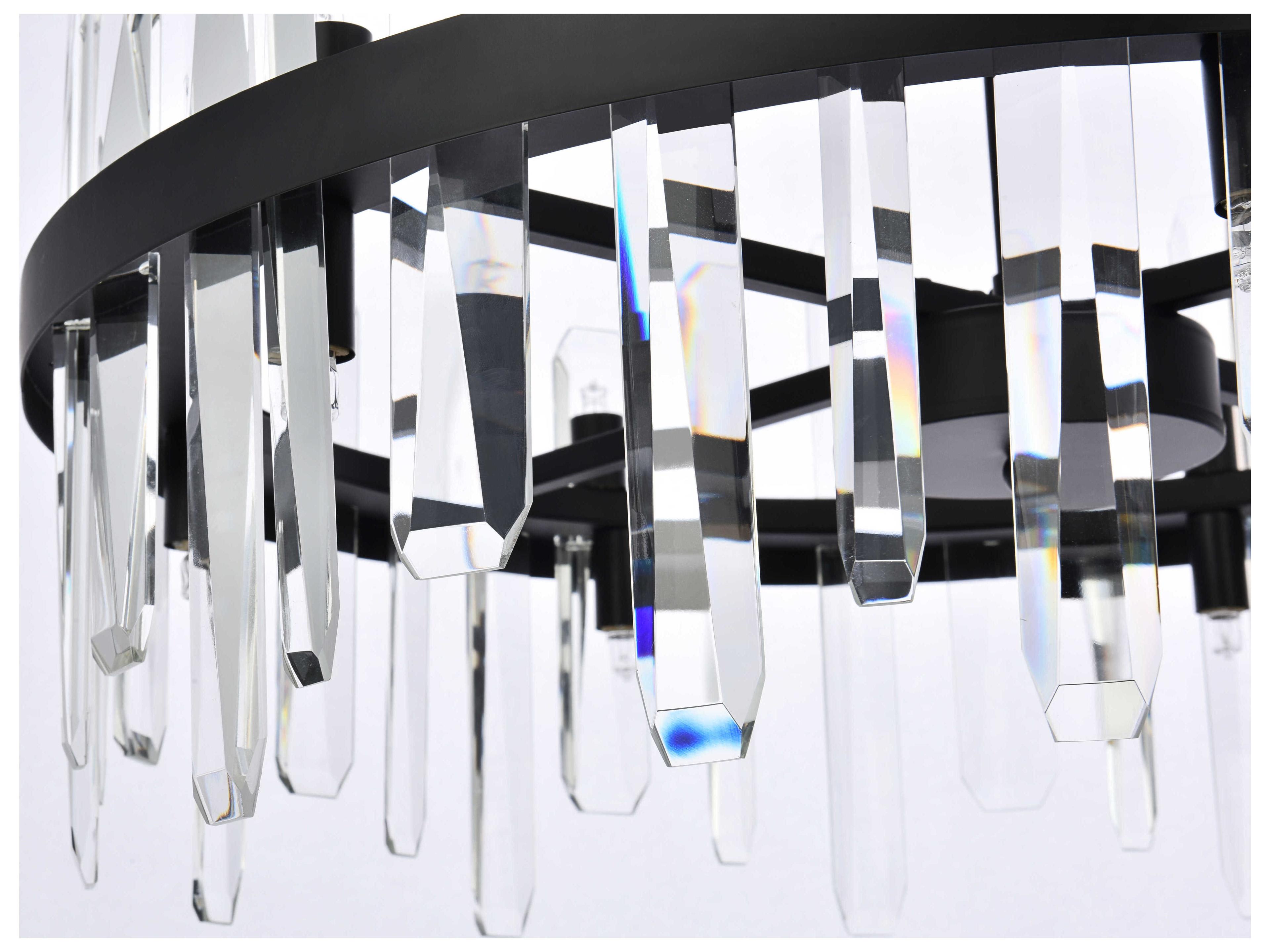 Elegant Lighting Serena 14-Light Black Crystal Linear Pendant