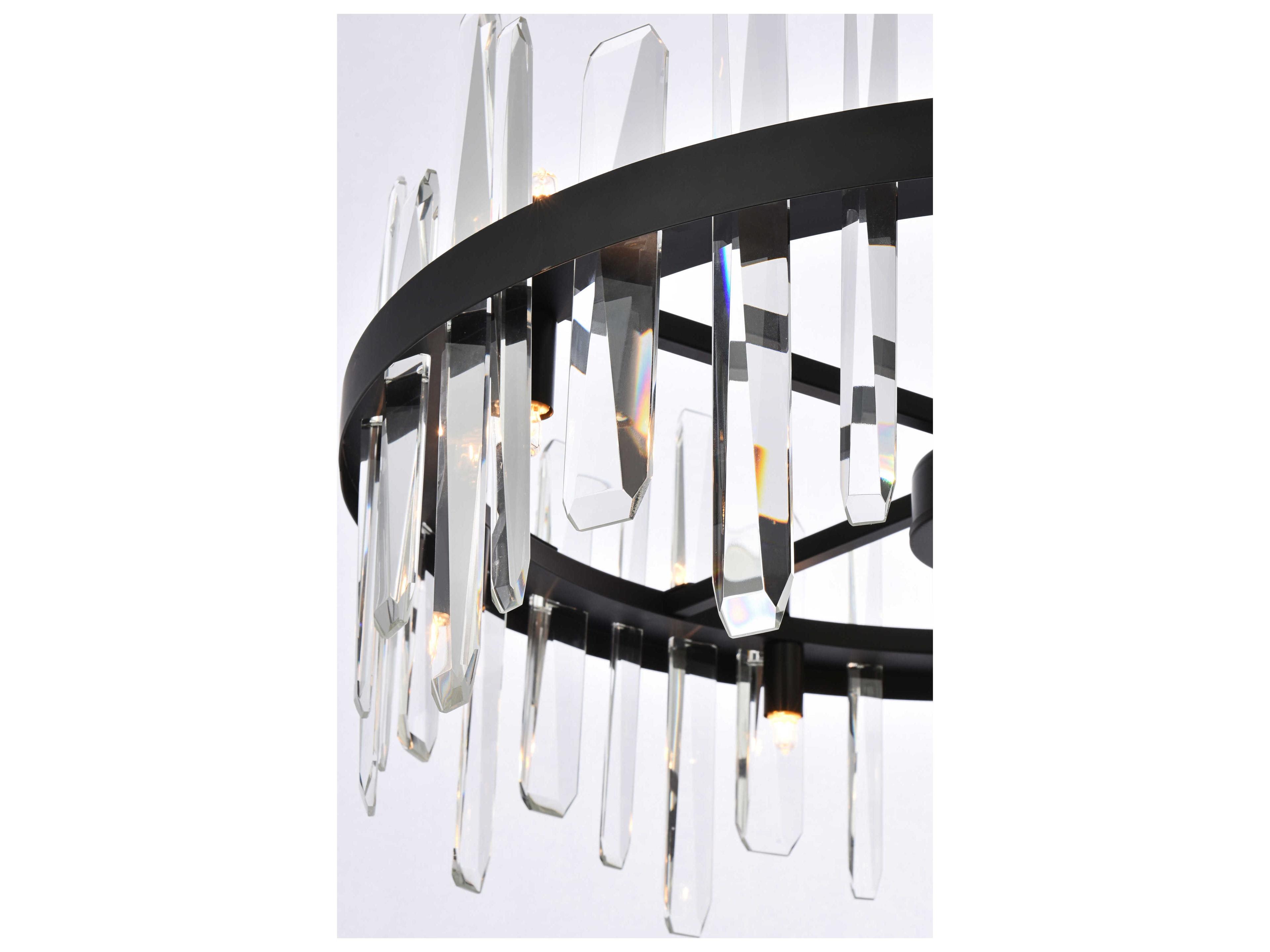 Elegant Lighting Serena 14-Light Black Crystal Linear Pendant