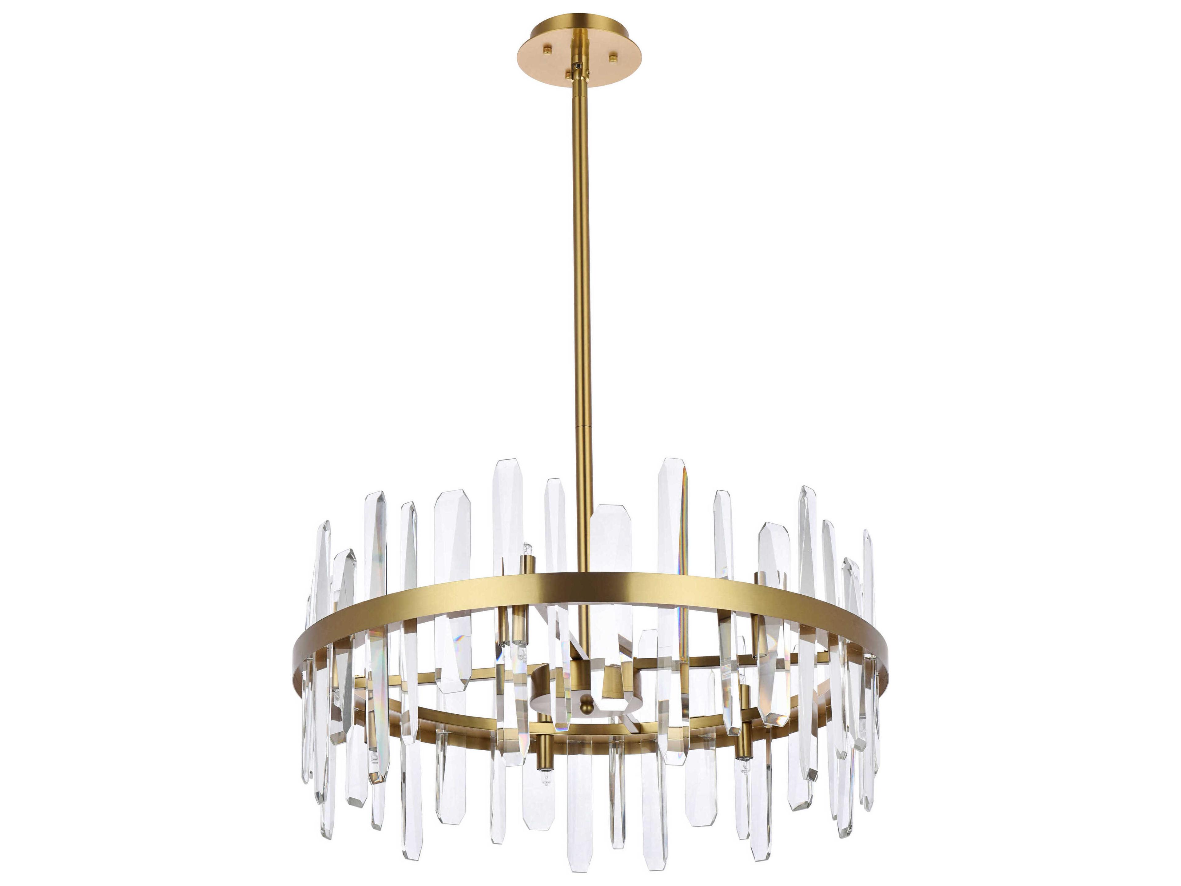 Elegant Lighting Serena 14-Light Satin Gold Crystal Linear Pendant