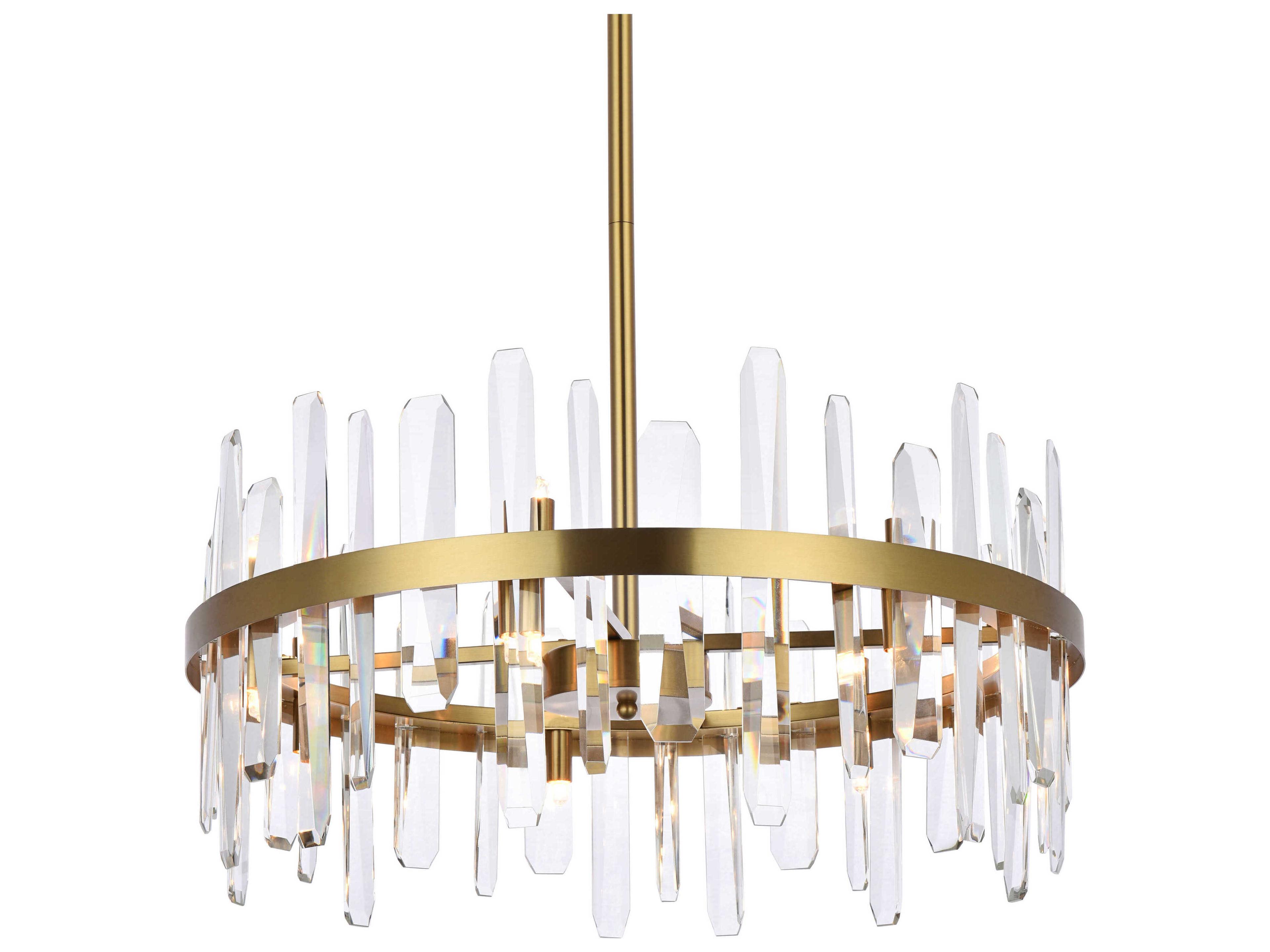 Elegant Lighting Serena 14-Light Satin Gold Crystal Linear Pendant