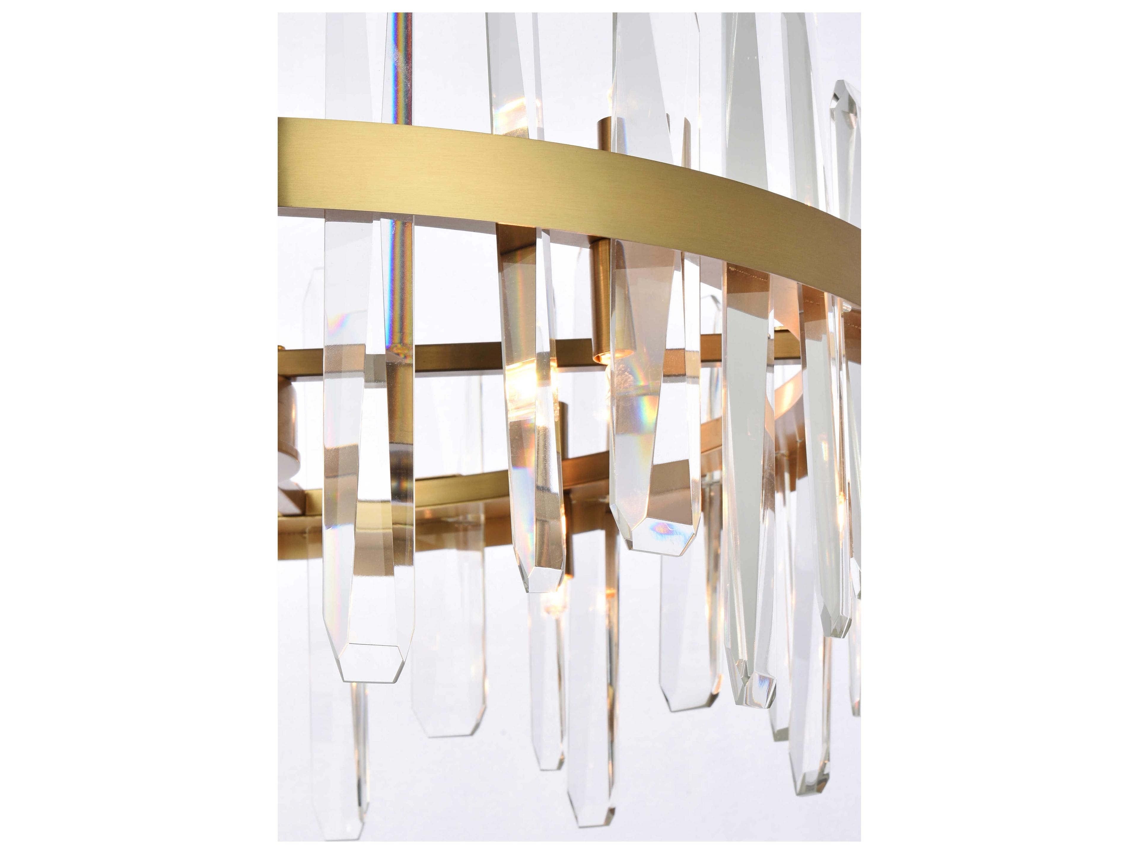 Elegant Lighting Serena 14-Light Satin Gold Crystal Linear Pendant