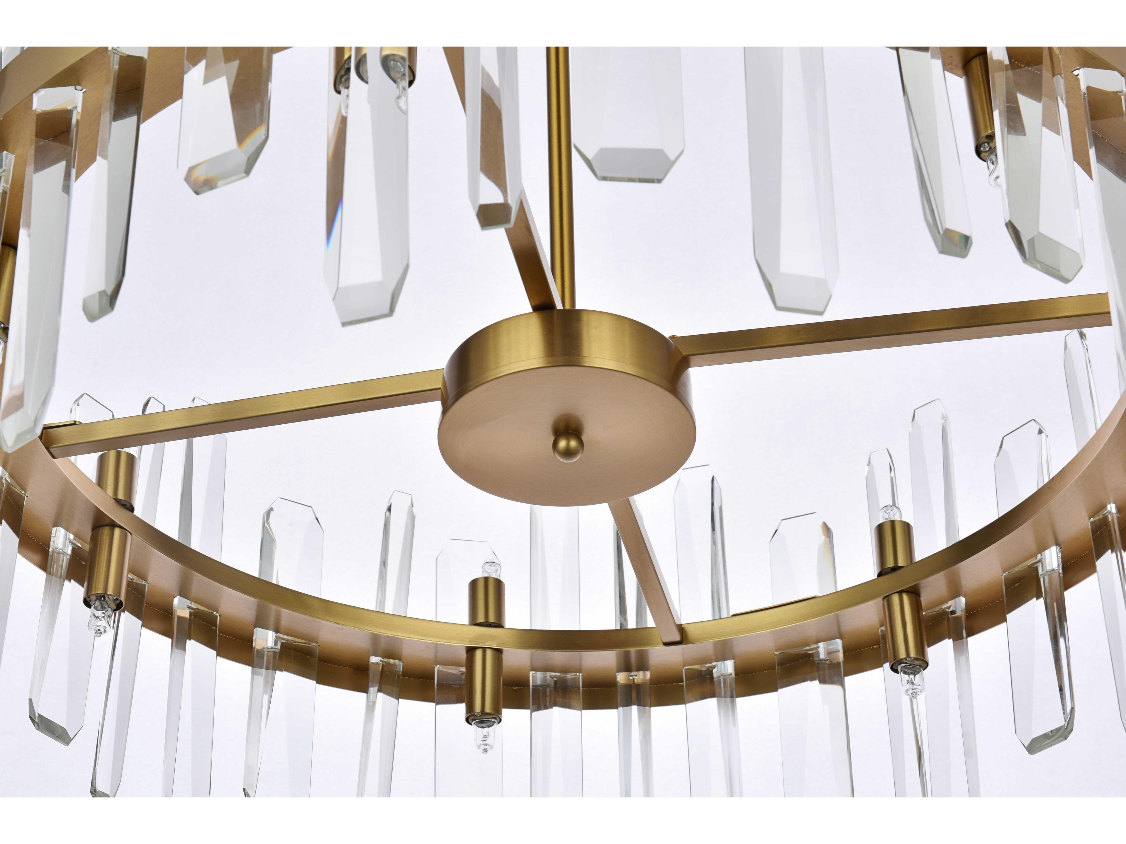 Elegant Lighting Serena 14-Light Satin Gold Crystal Linear Pendant