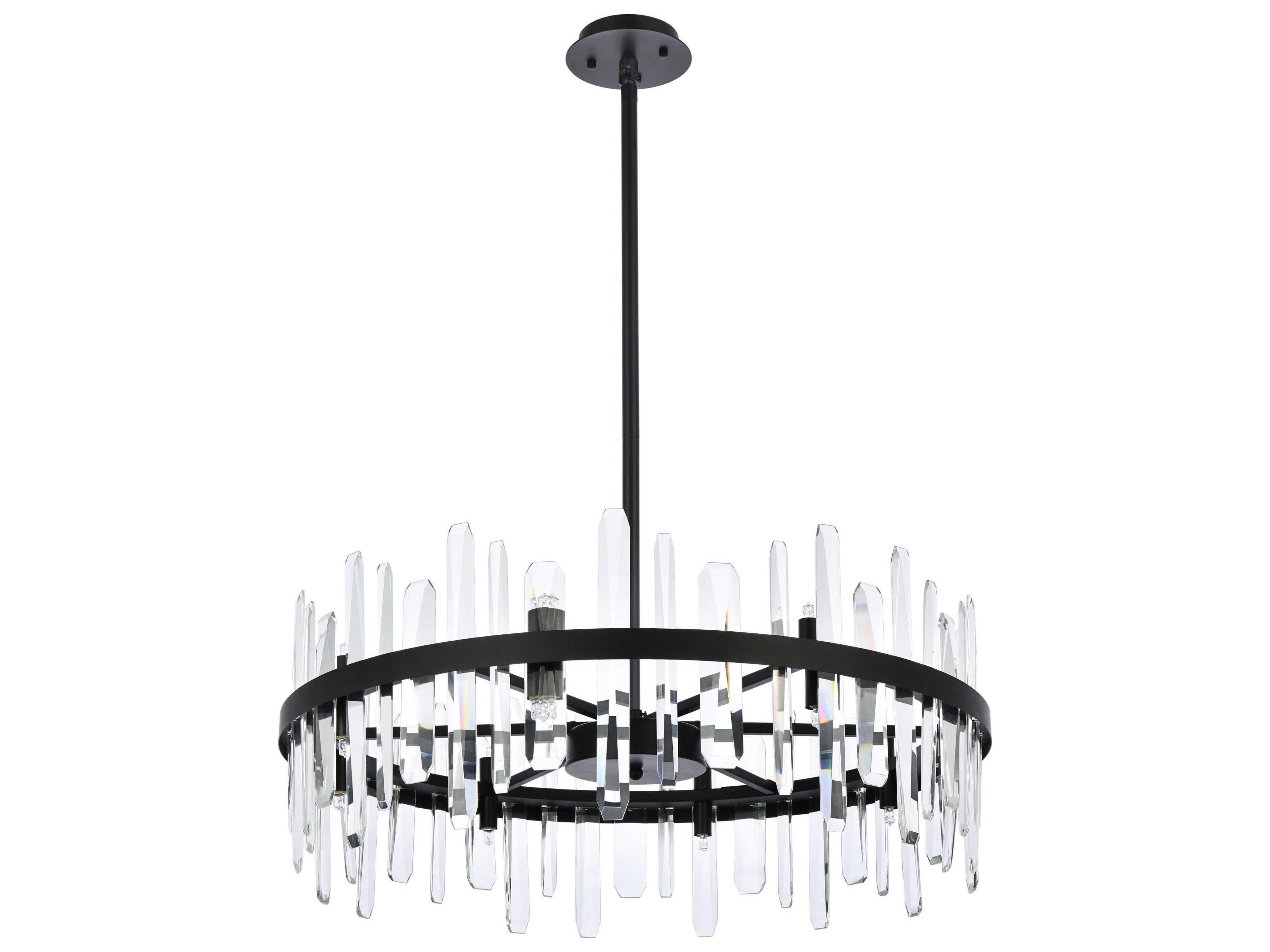 Elegant Lighting Serena 16-Light6-Light Black Crystal Linear Pendant