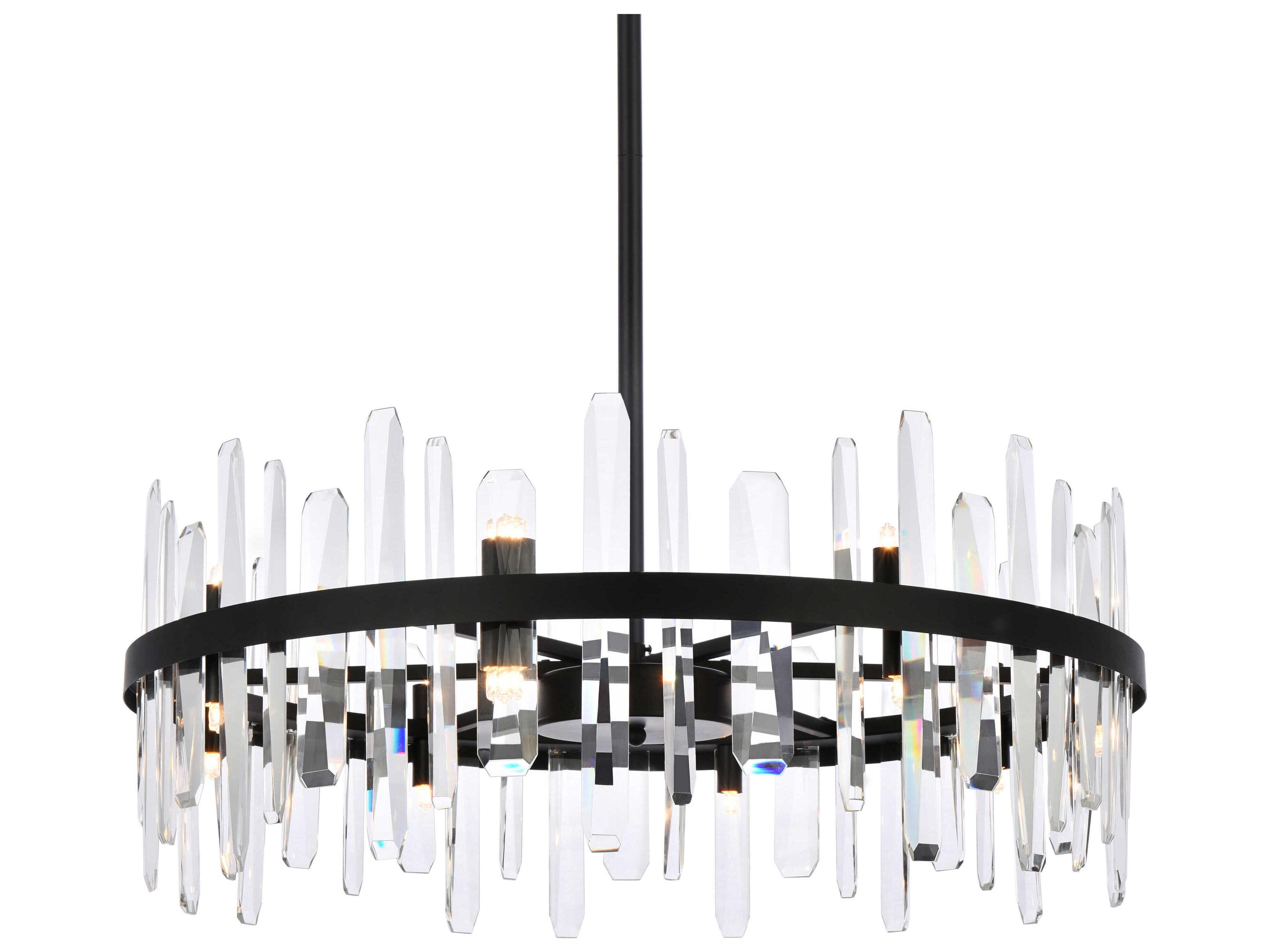 Elegant Lighting Serena 16-Light6-Light Black Crystal Linear Pendant