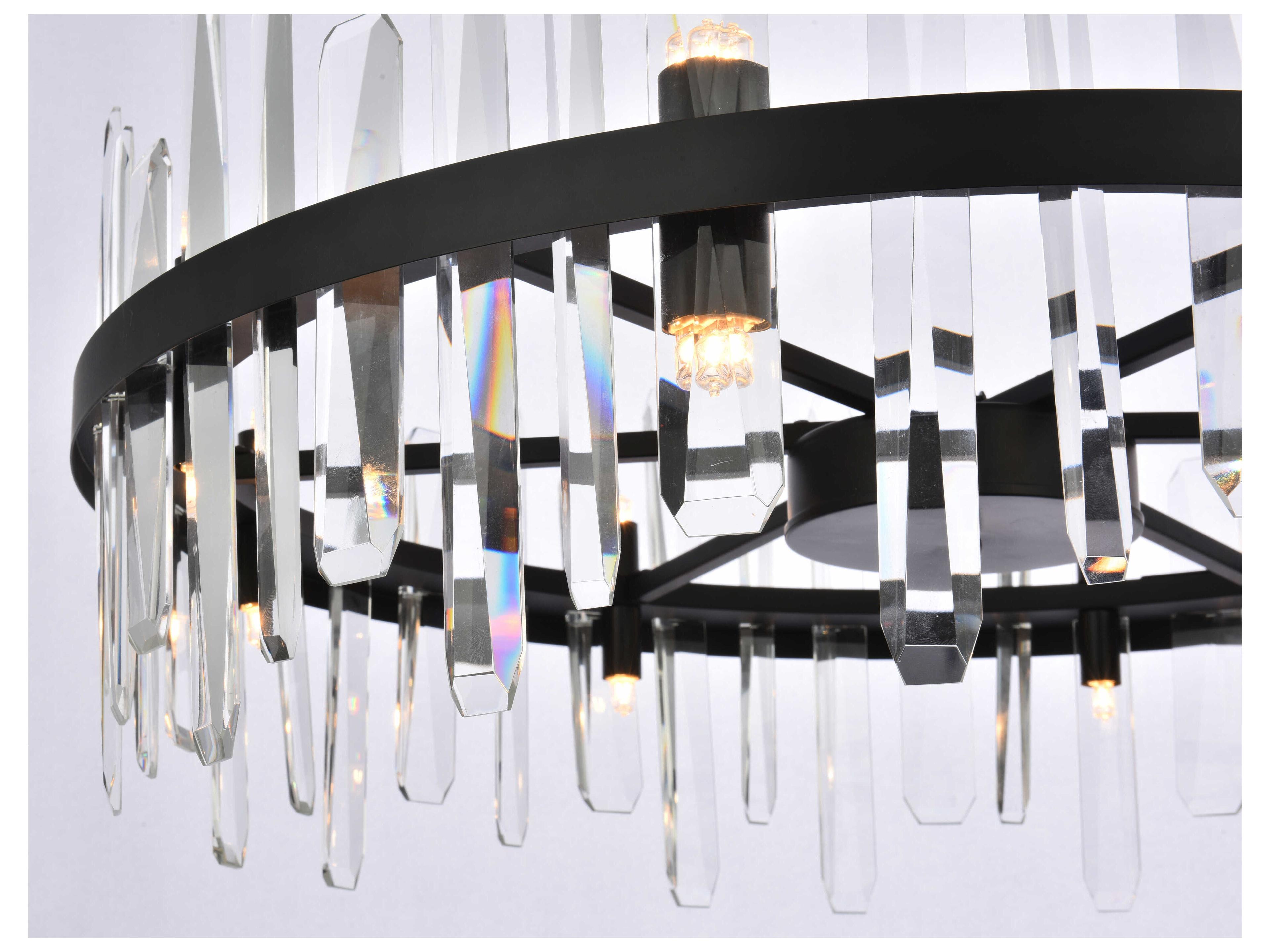 Elegant Lighting Serena 16-Light6-Light Black Crystal Linear Pendant