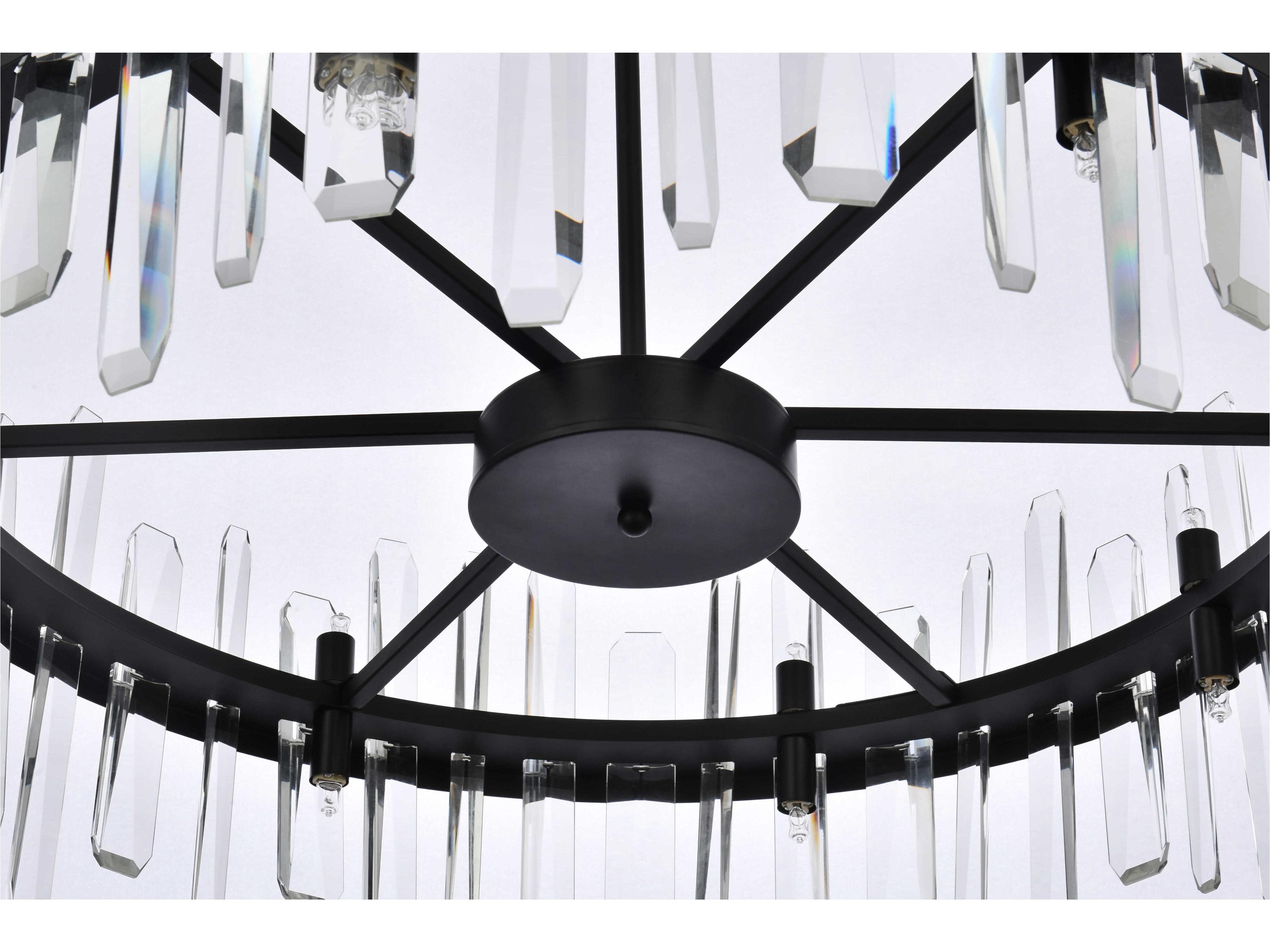 Elegant Lighting Serena 16-Light6-Light Black Crystal Linear Pendant