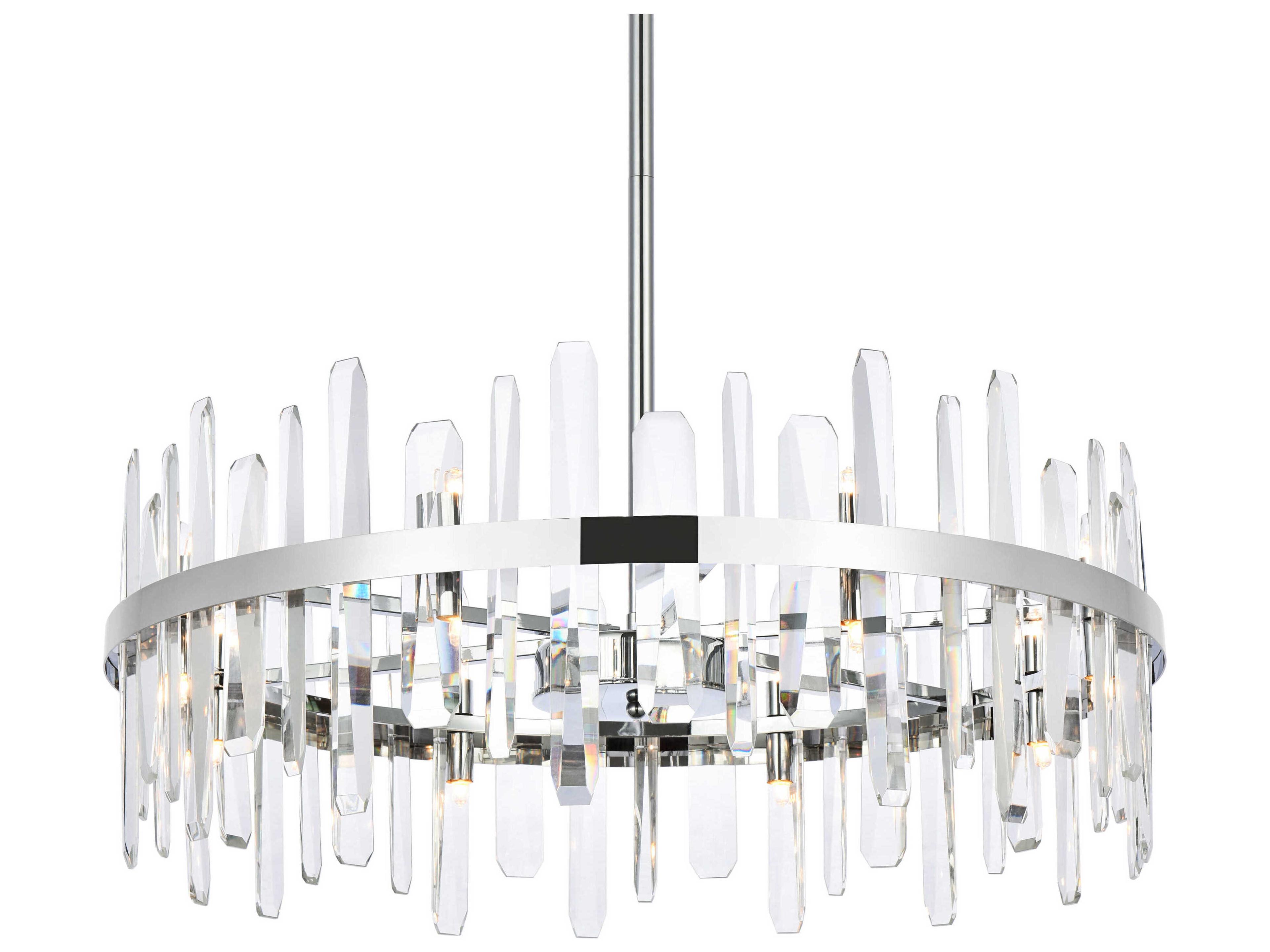 Elegant Lighting Serena 16-Light6-Light Chrome Crystal Linear Pendant