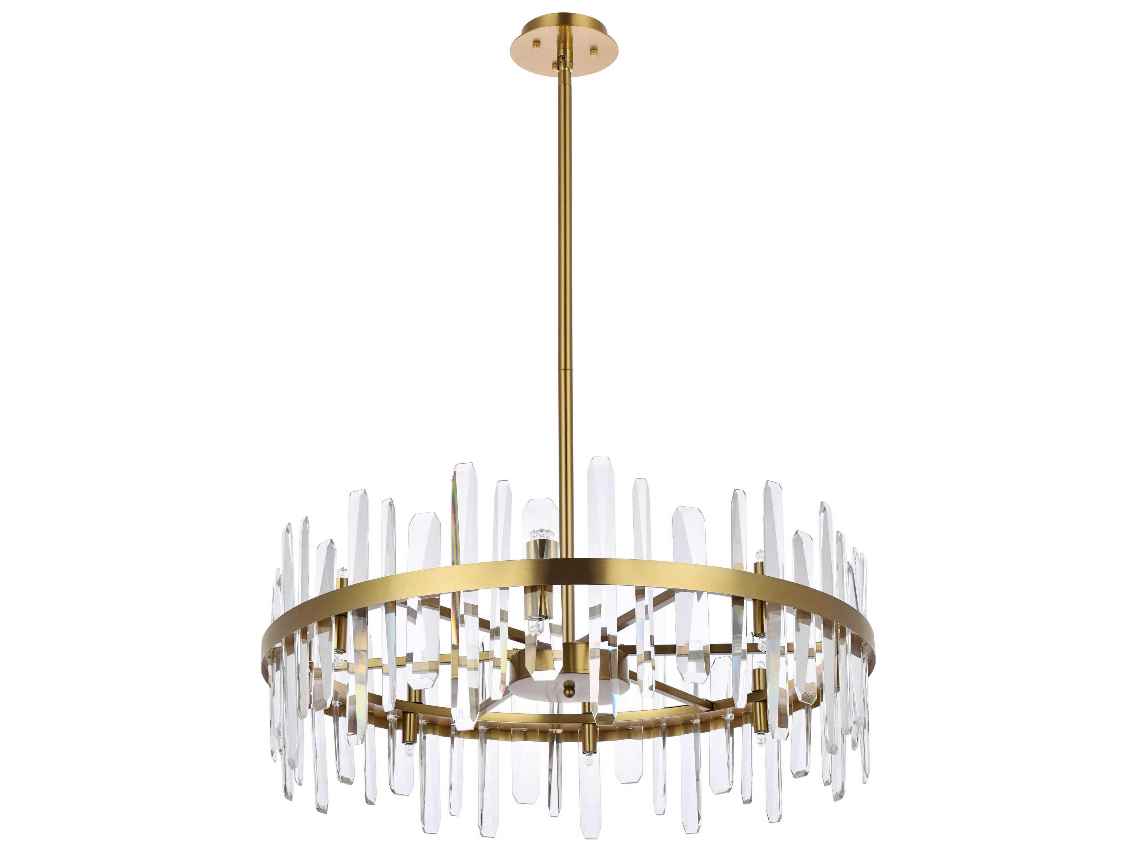 Elegant Lighting Serena 16-Light6-Light Satin Gold Crystal Linear Pendant