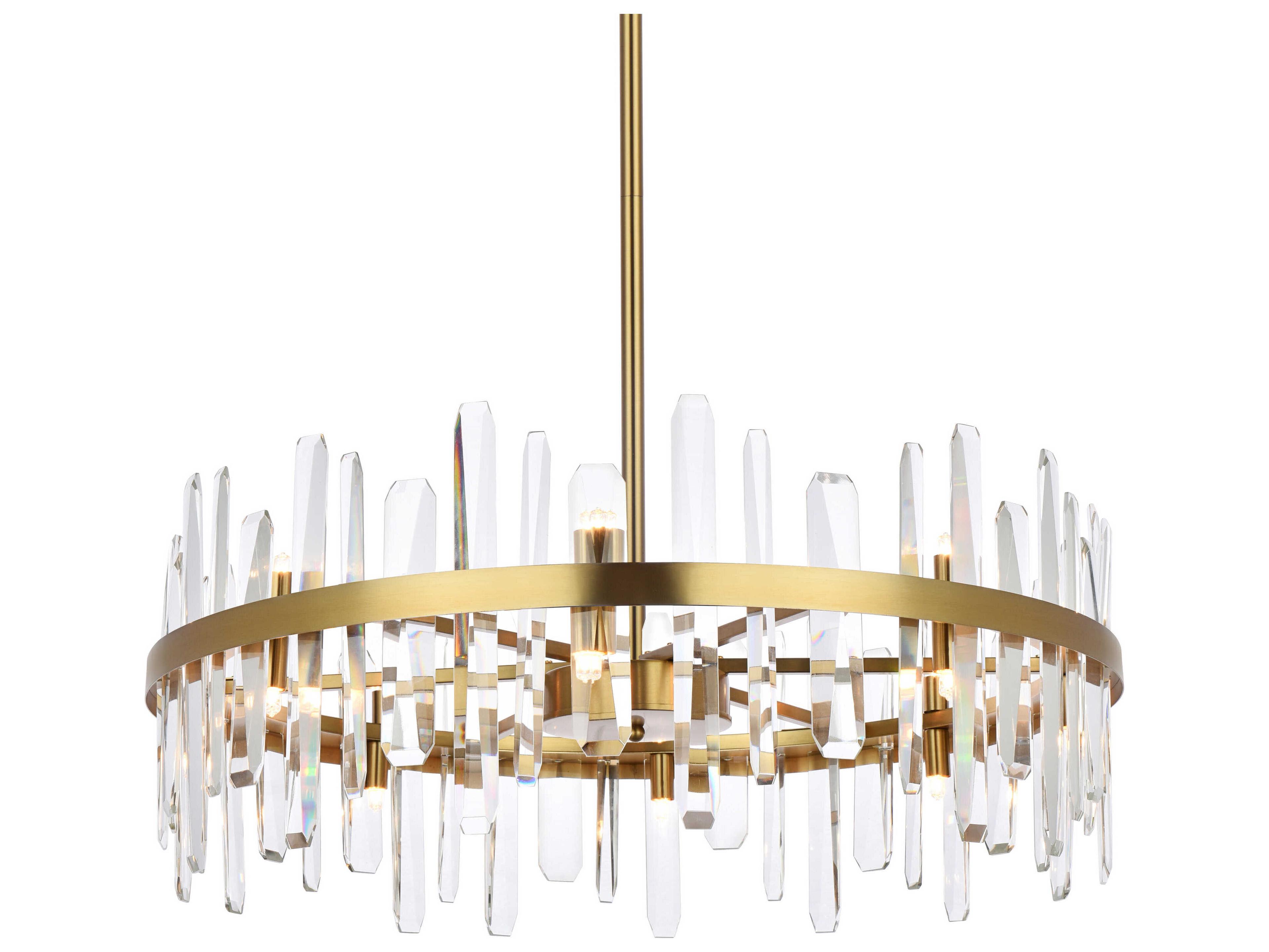 Elegant Lighting Serena 16-Light6-Light Satin Gold Crystal Linear Pendant