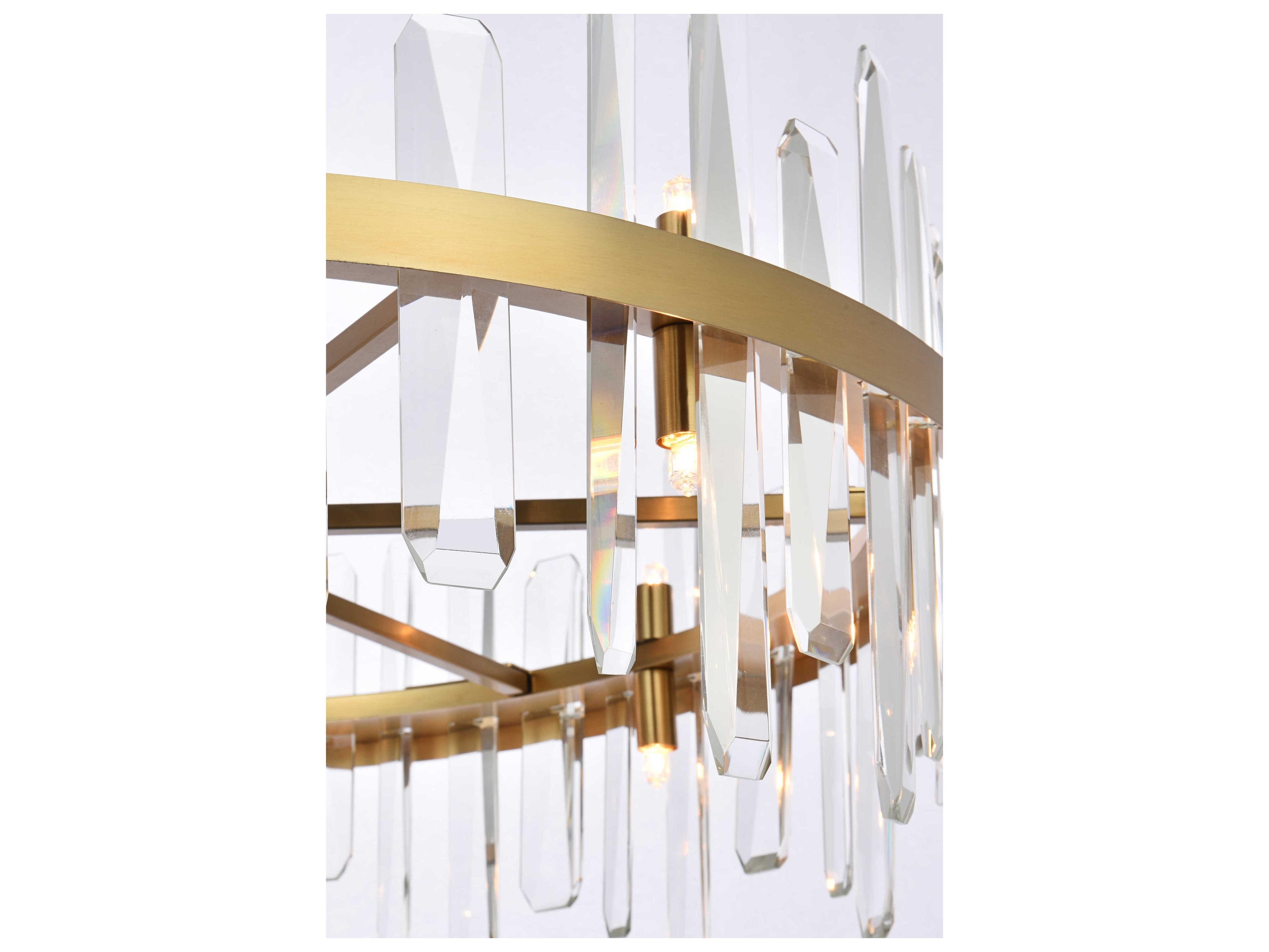 Elegant Lighting Serena 16-Light6-Light Satin Gold Crystal Linear Pendant