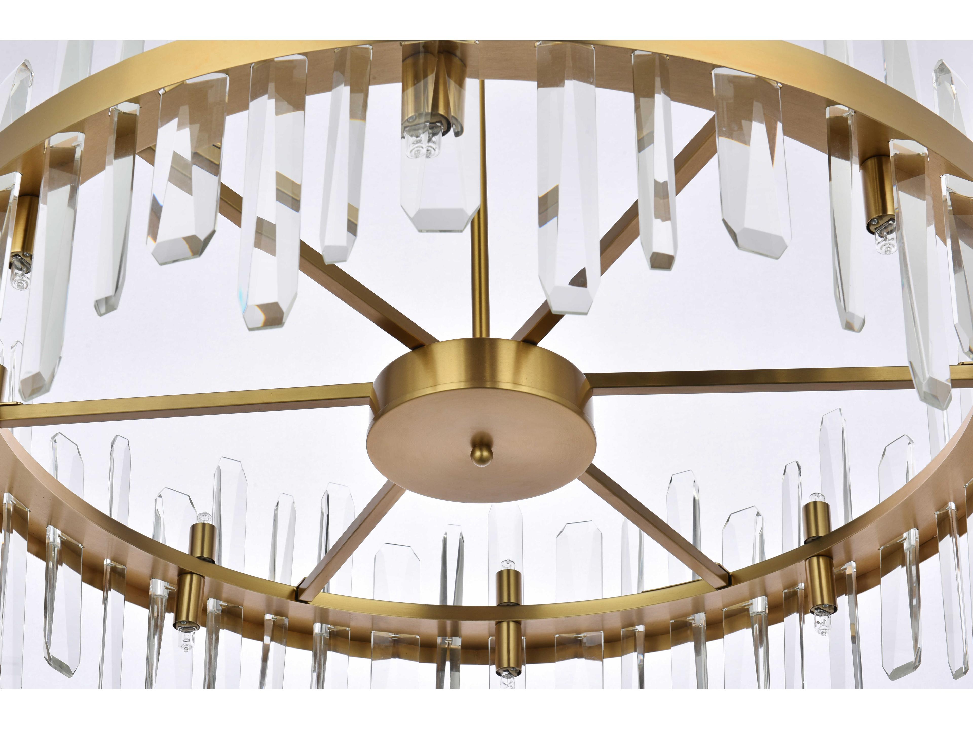 Elegant Lighting Serena 16-Light6-Light Satin Gold Crystal Linear Pendant