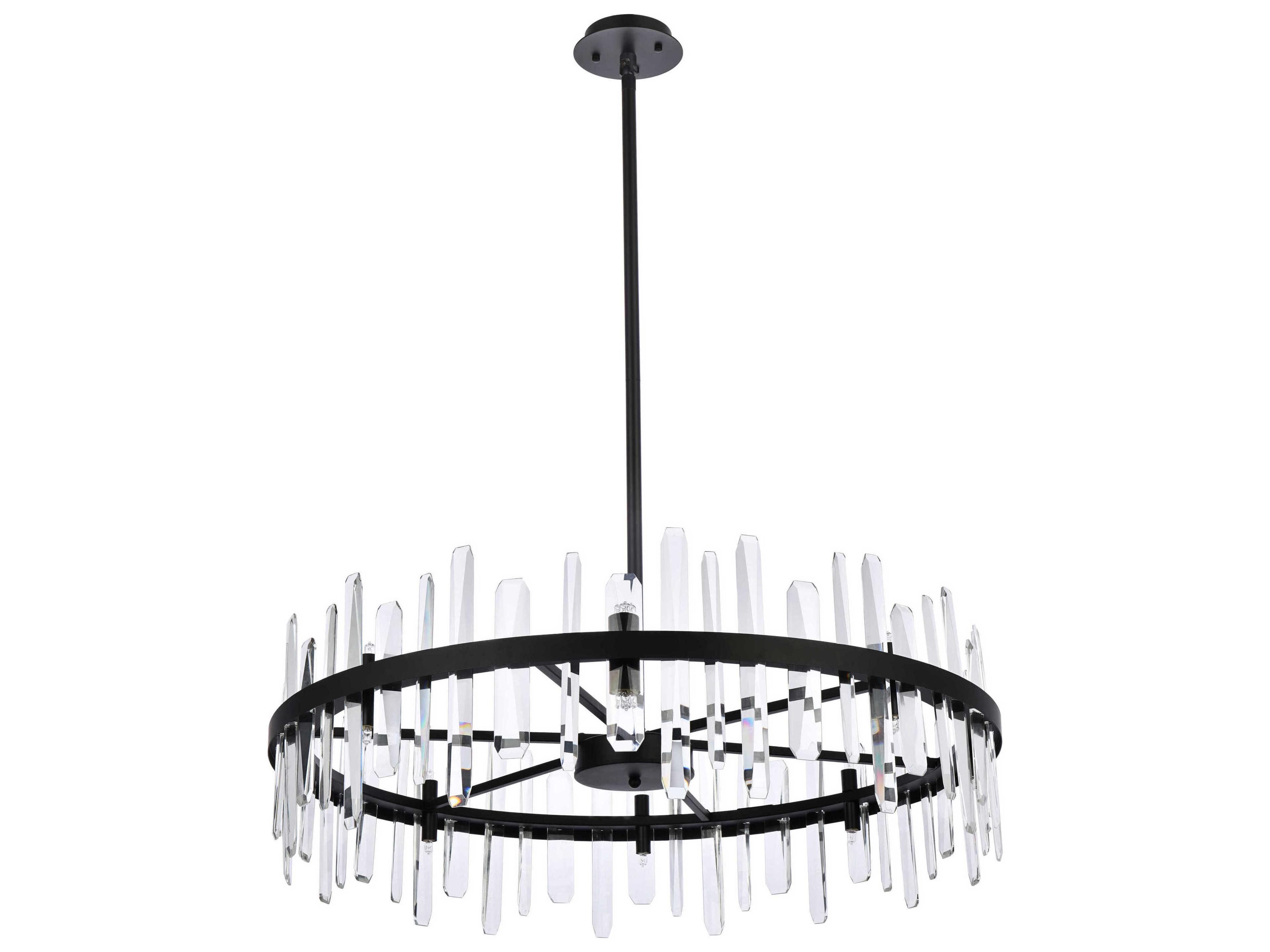 Elegant Lighting Serena 16-Light6-Light Black Crystal Linear Pendant
