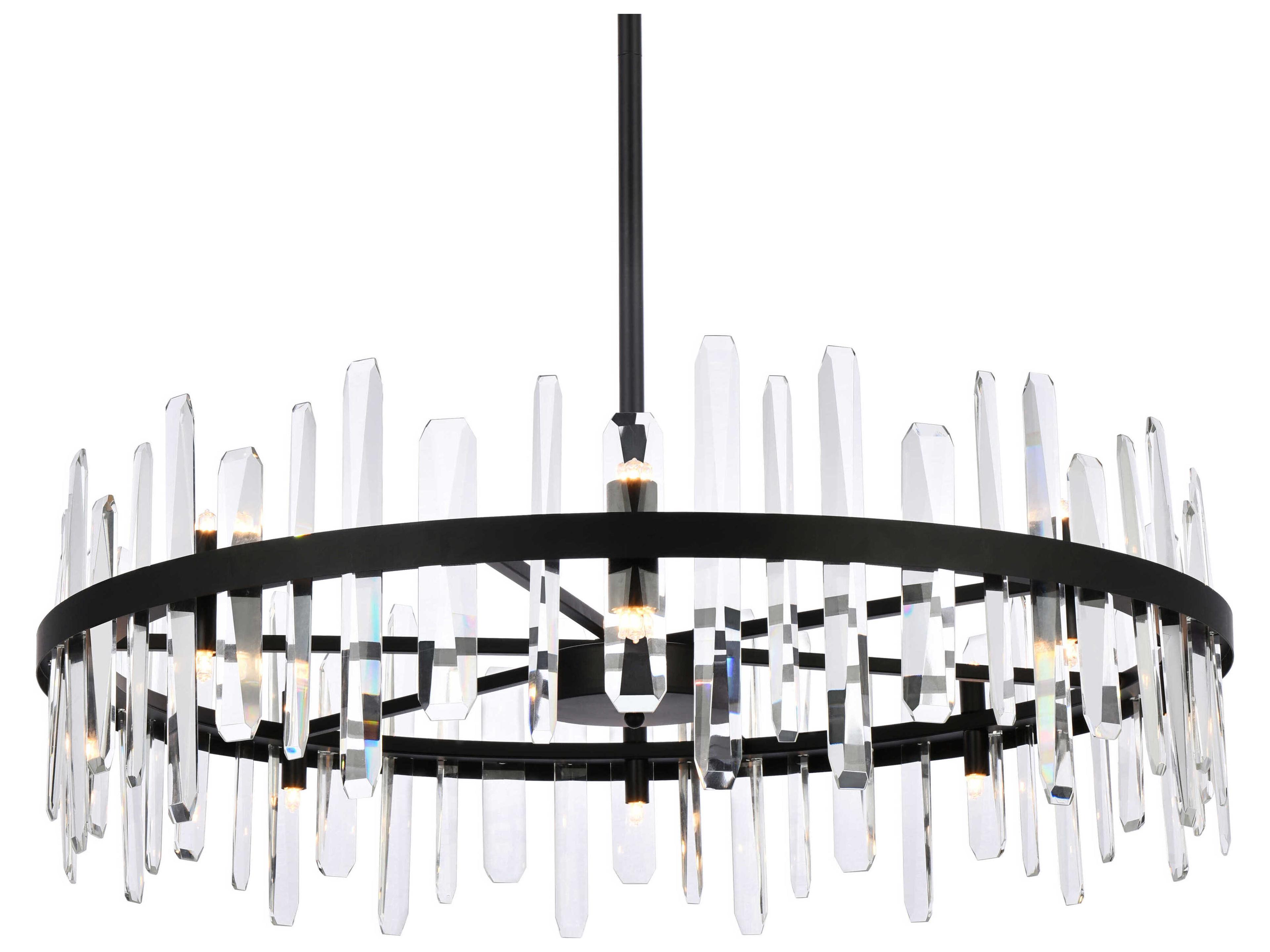 Elegant Lighting Serena 16-Light6-Light Black Crystal Linear Pendant