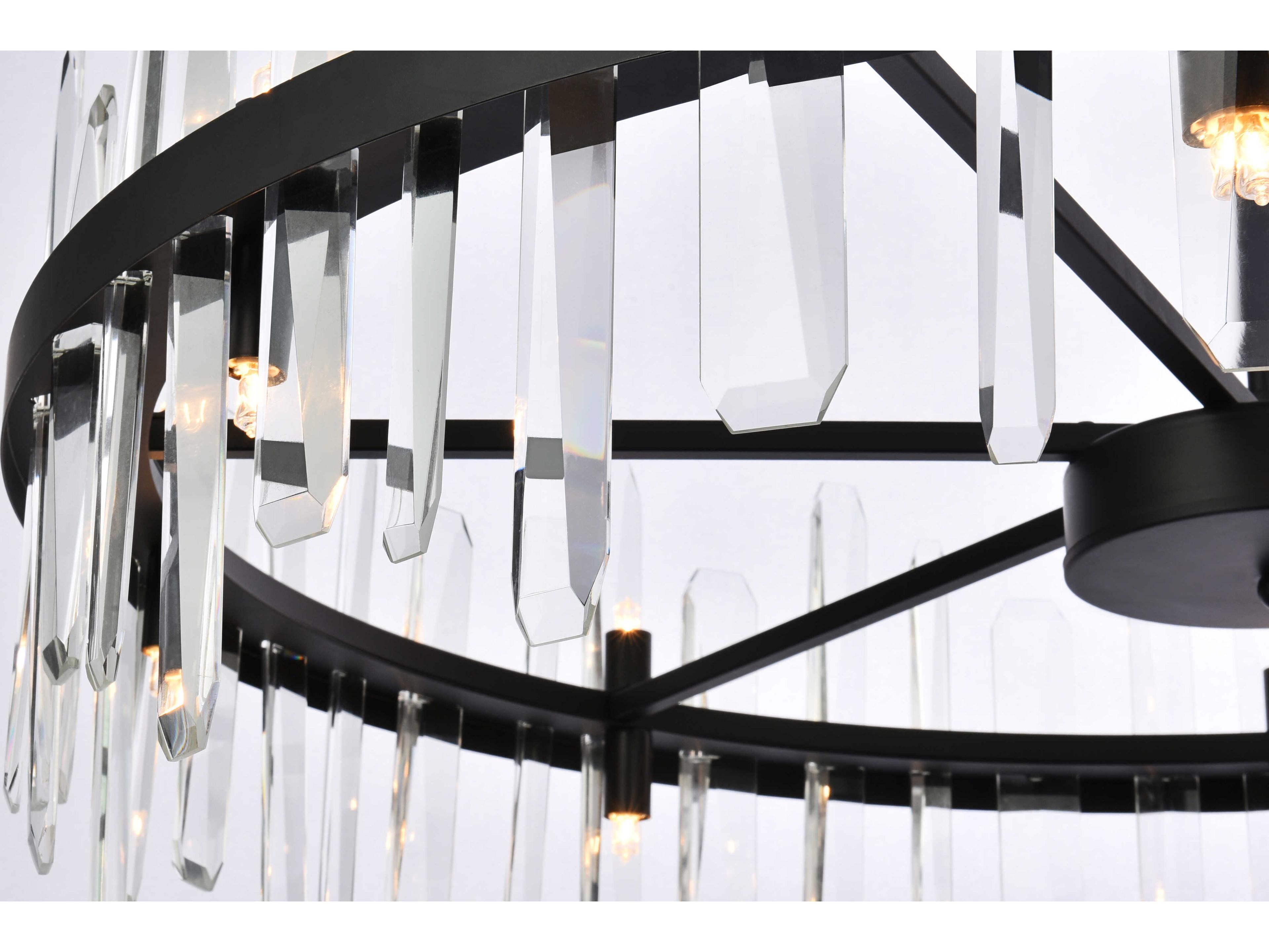 Elegant Lighting Serena 16-Light6-Light Black Crystal Linear Pendant
