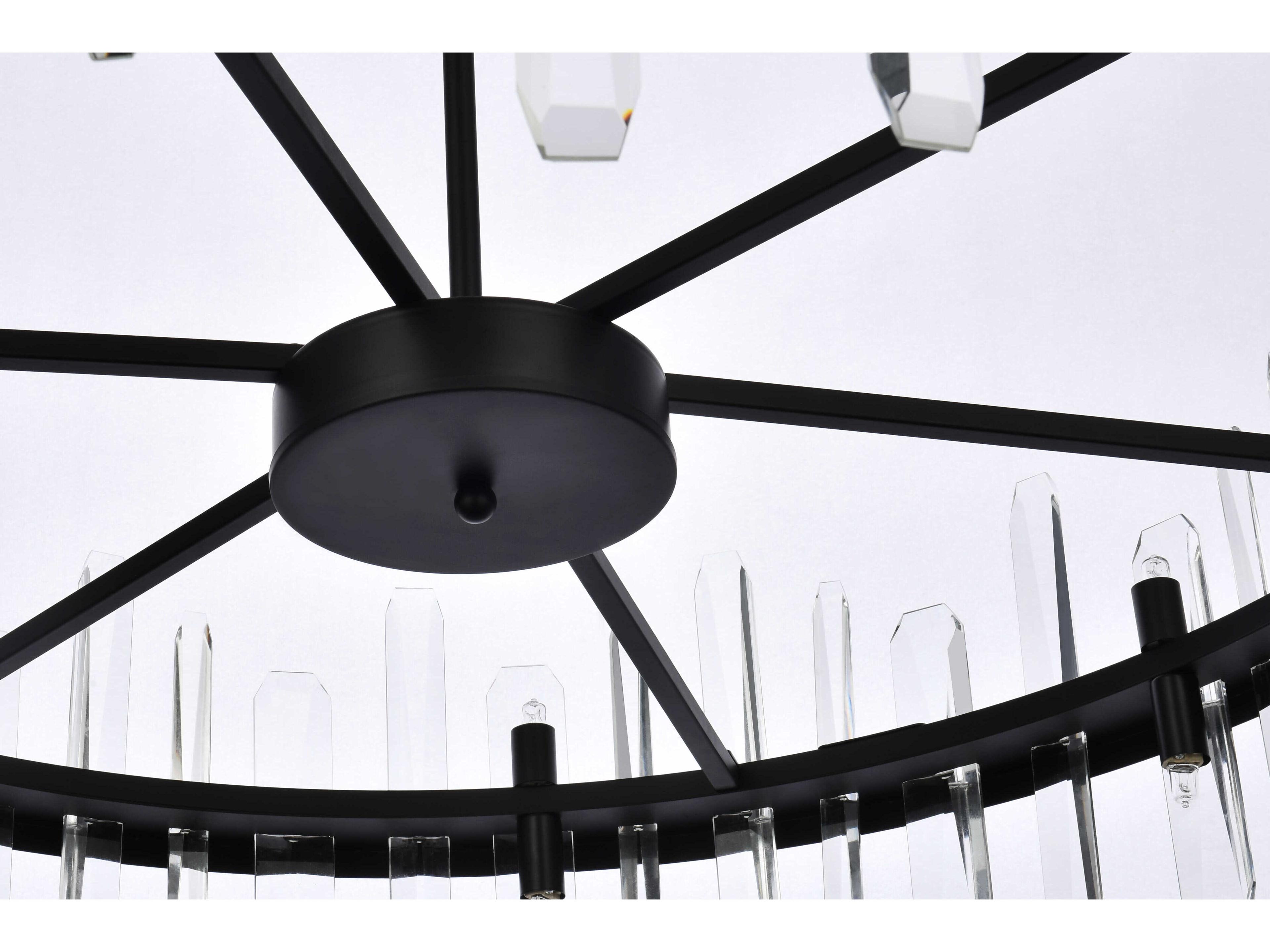 Elegant Lighting Serena 16-Light6-Light Black Crystal Linear Pendant