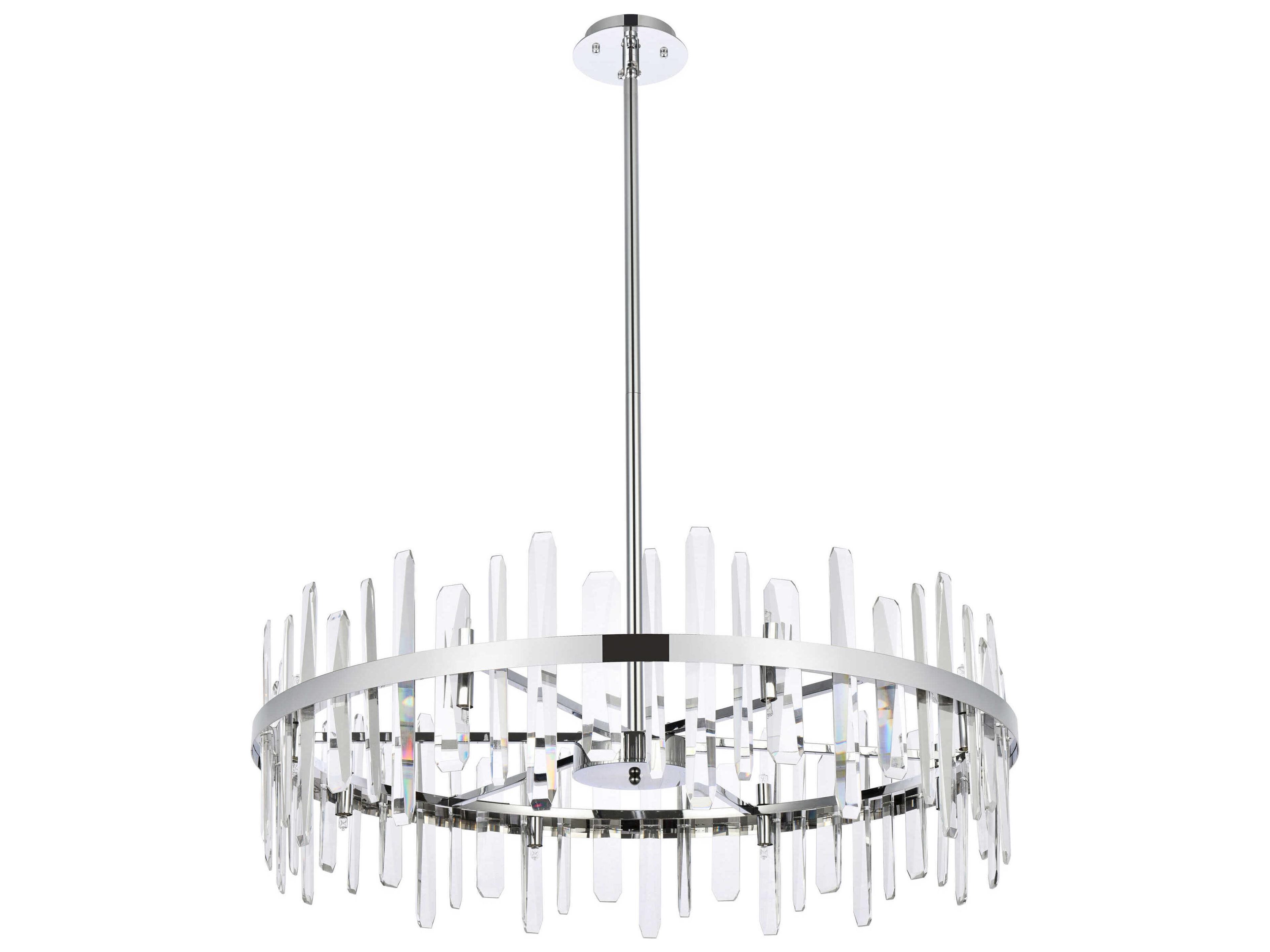 Elegant Lighting Serena 16-Light6-Light Chrome Crystal Linear Pendant